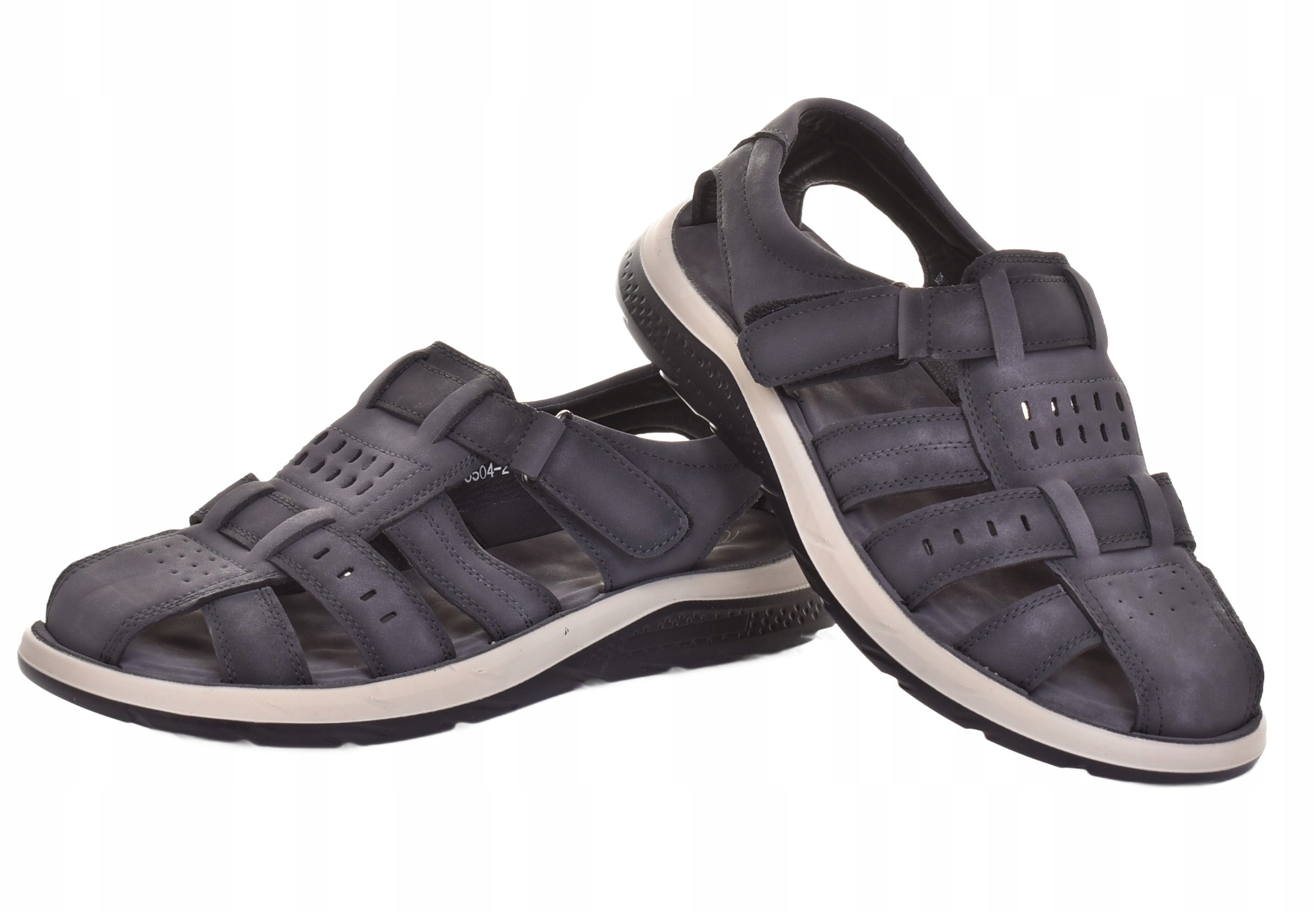 SANDAŁY MĘSKIE KLASYCZNE NA RZEPY KOMFORTOWA WKŁADKA WYGODNE SZARE