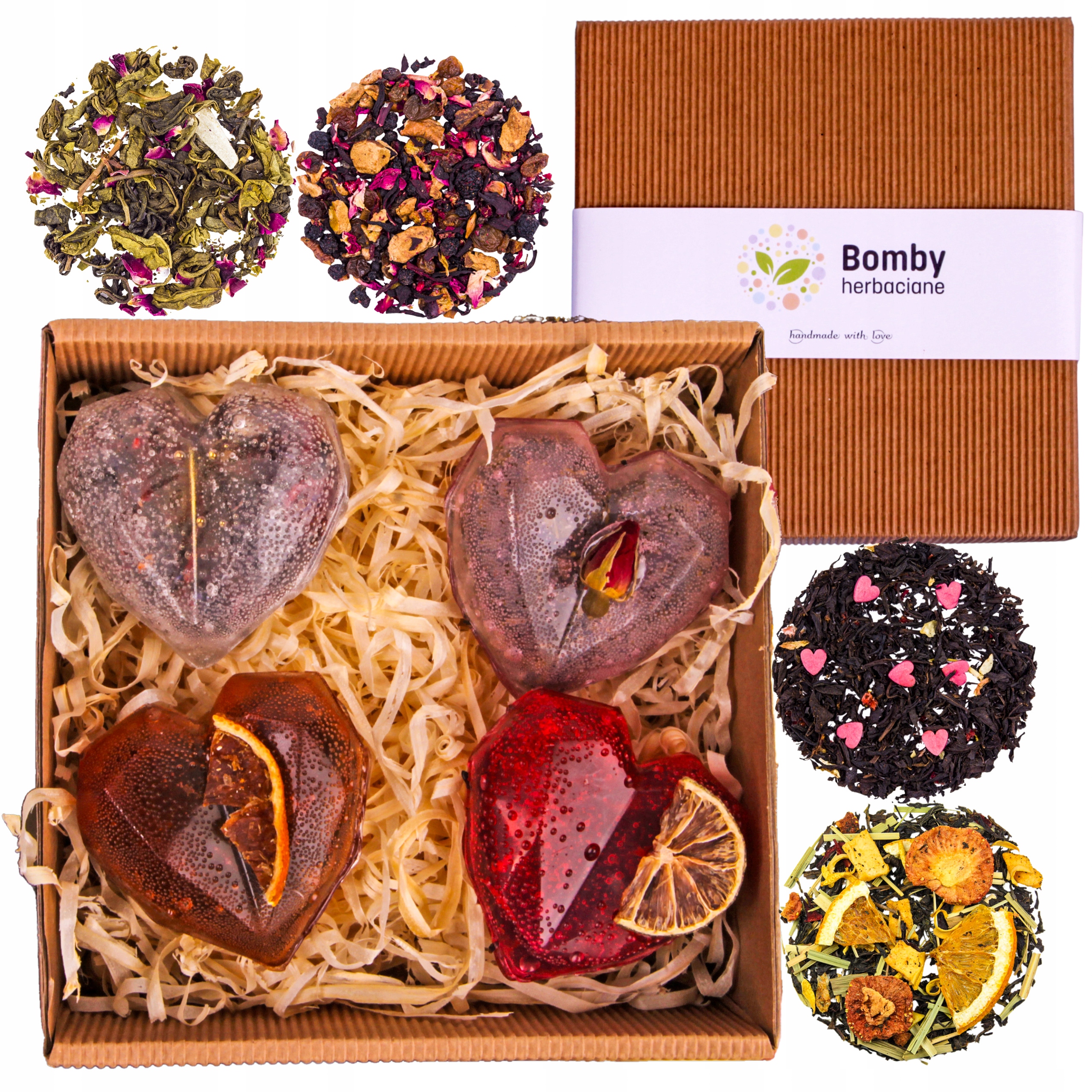 Levně Sada čajů jako Dárek Čajové bomby Srdce 4 kusy Dárek pro ni