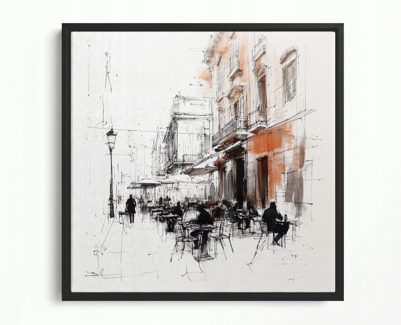Obraz Rám Americká Krabička Kresba Skica Město Ulice Kavárna Urban 40x40