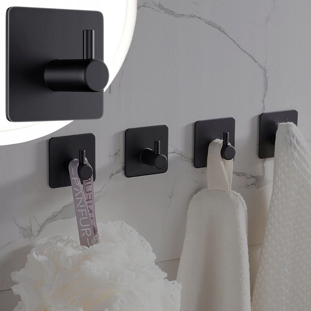 4x WIESZAK HACZYK SAMOPRZYLEPNY NA RĘCZNIKI CZARNY EAN (GTIN) 6922365175282