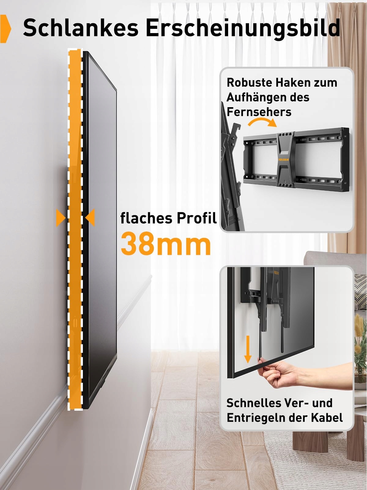 PERLEGEAR Uchwyt TV 37-82 Cal Neigany Max 60kg VESA 600x400mm — miniatura 6