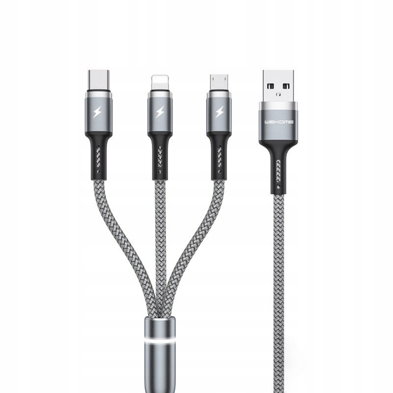 Wekome WDC-119 Fython Series Kabel połączeniowy 3w1 Usb-a do Lightning