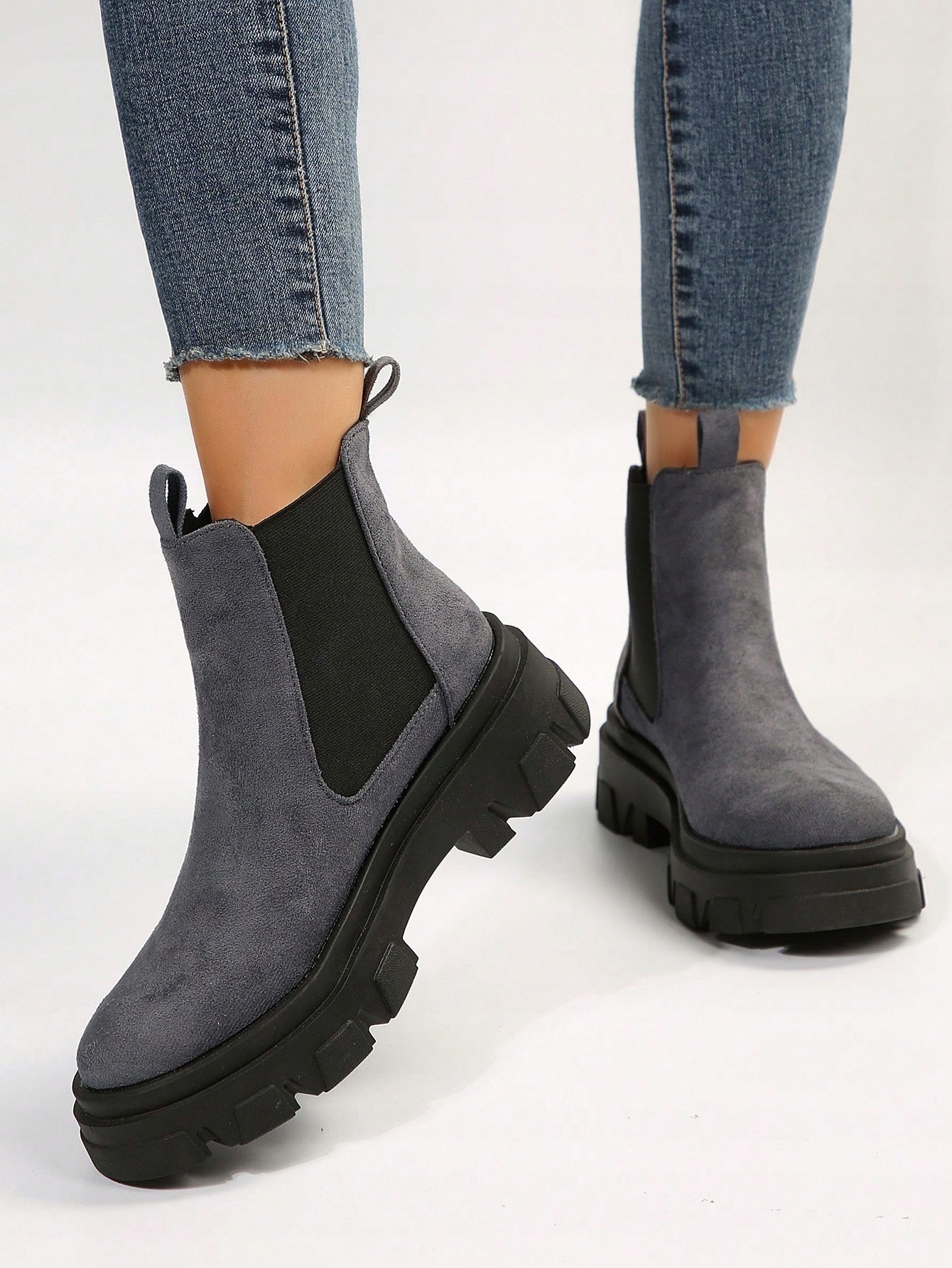 Shein semišové Dámské Kotníkové Boty boty Nad Kotník šedé, 39 Eur