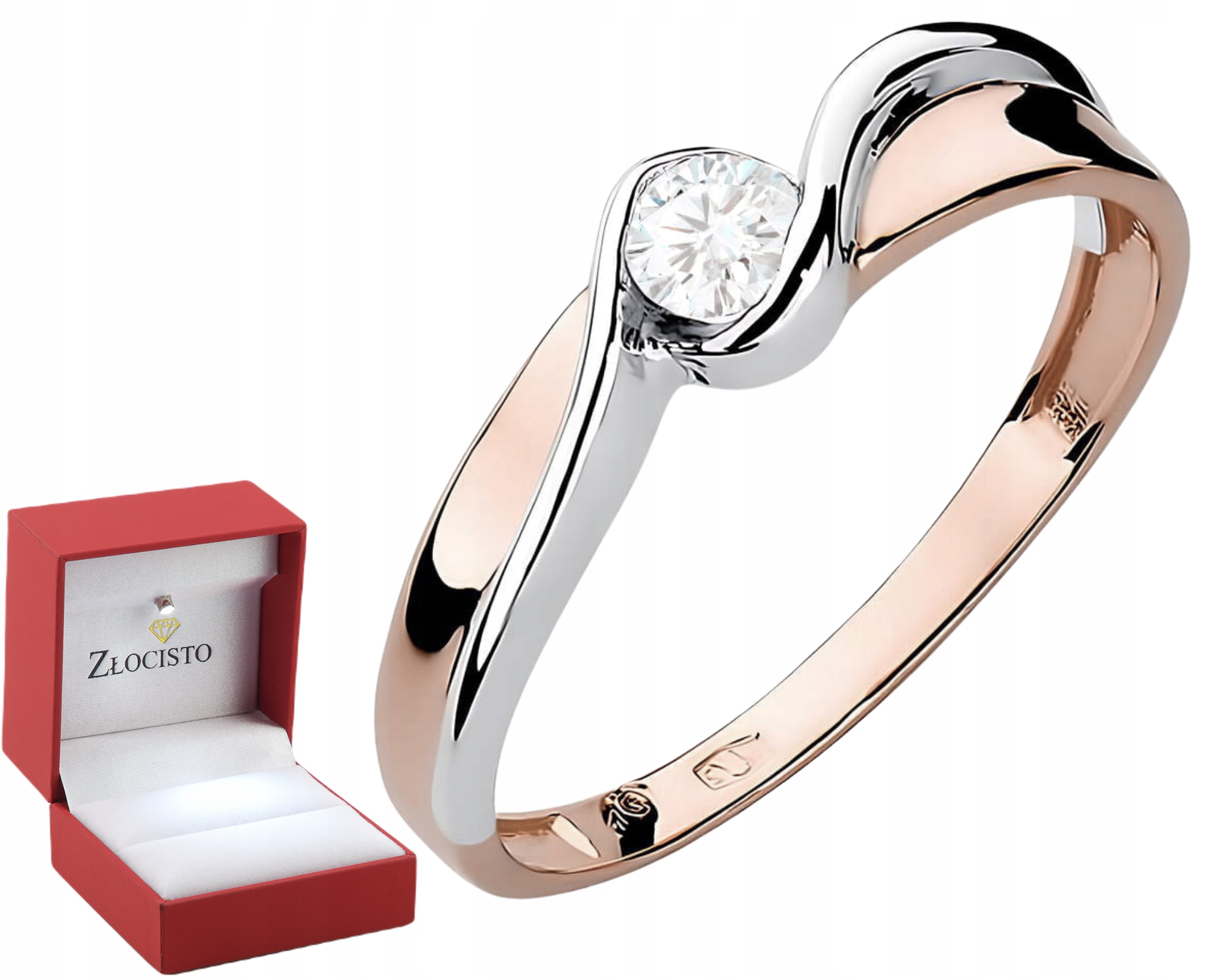 Růžový Zlatý Prstýnek S Laboratorním Gravírování Diamantů 585 Dárek