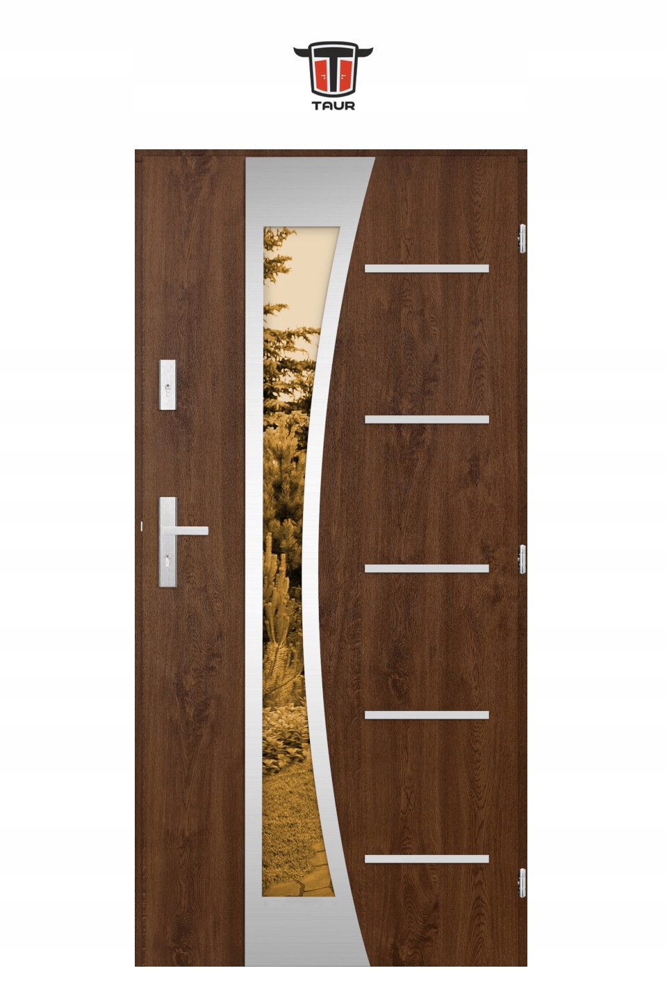 POLSKIE DRZWI ZEWNĘTRZNE INOX SOME5P 55MM 90 Marka Taur