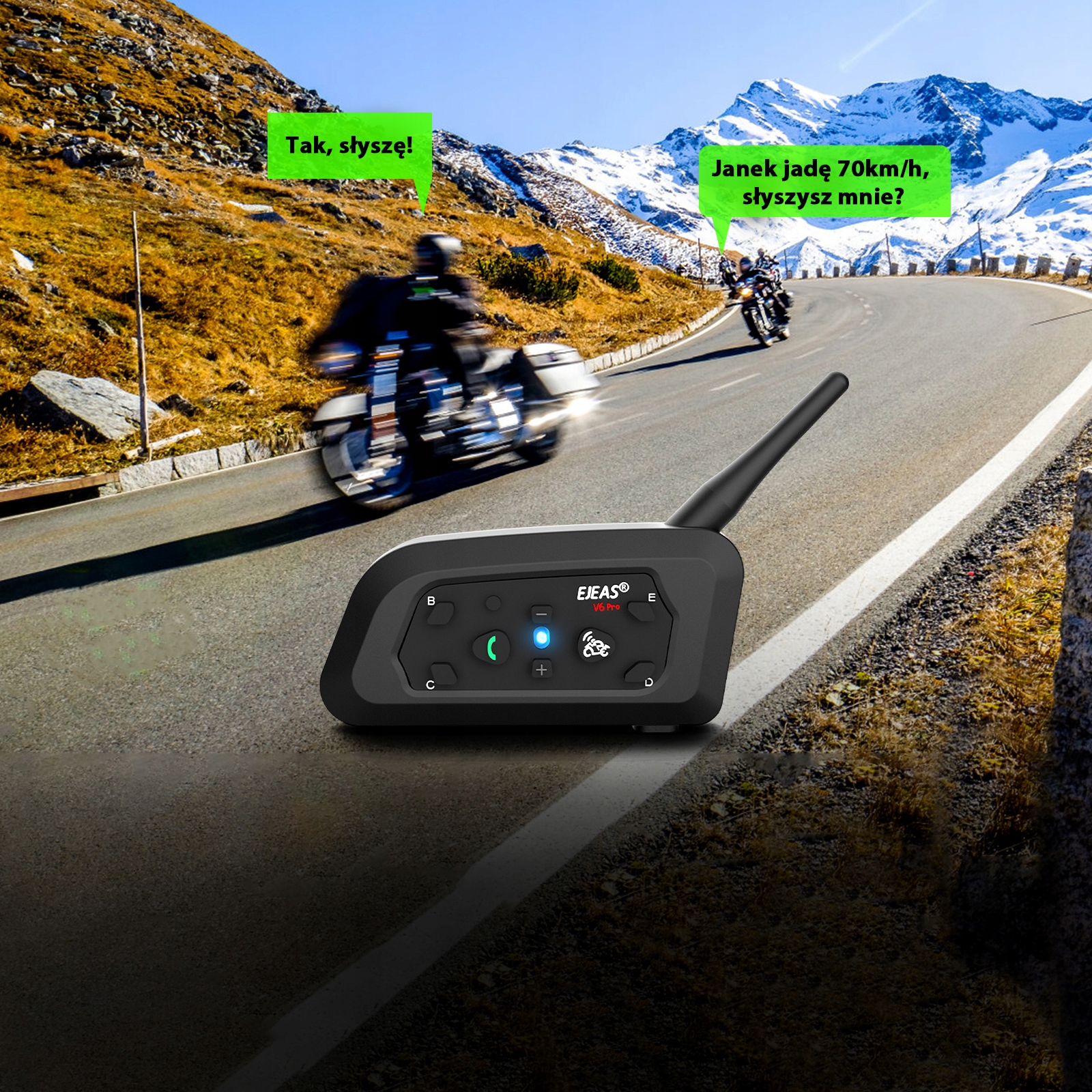INTERKOM INTERCOM MOTOCYKLOWY EJEAS V6 PRO+ NOWA WERSJA 2024 1200M Liczba zestawów na 1 kask