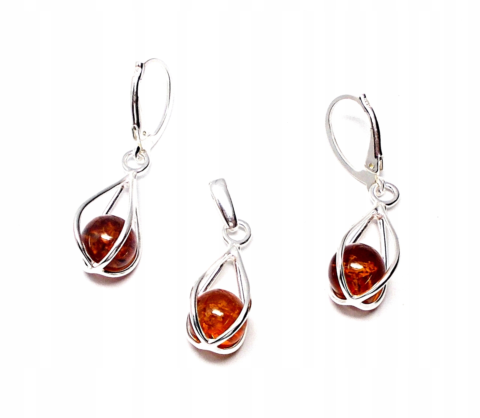 Stříbrný Komplet Z Jantaru