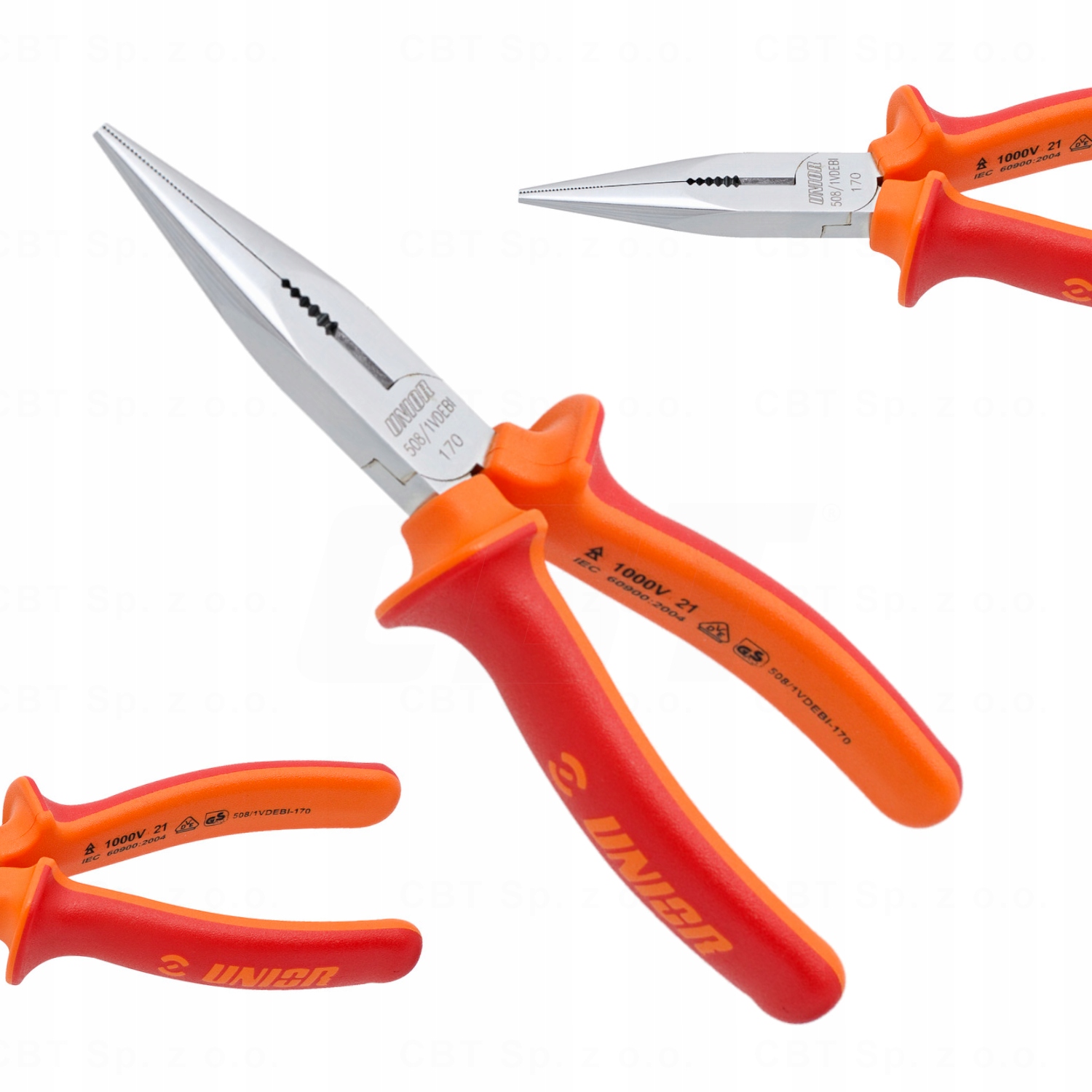 Kleště Půlkulaté Dlouhé Rovné 170 MM Izolované Pro Elektrikáře 1000V