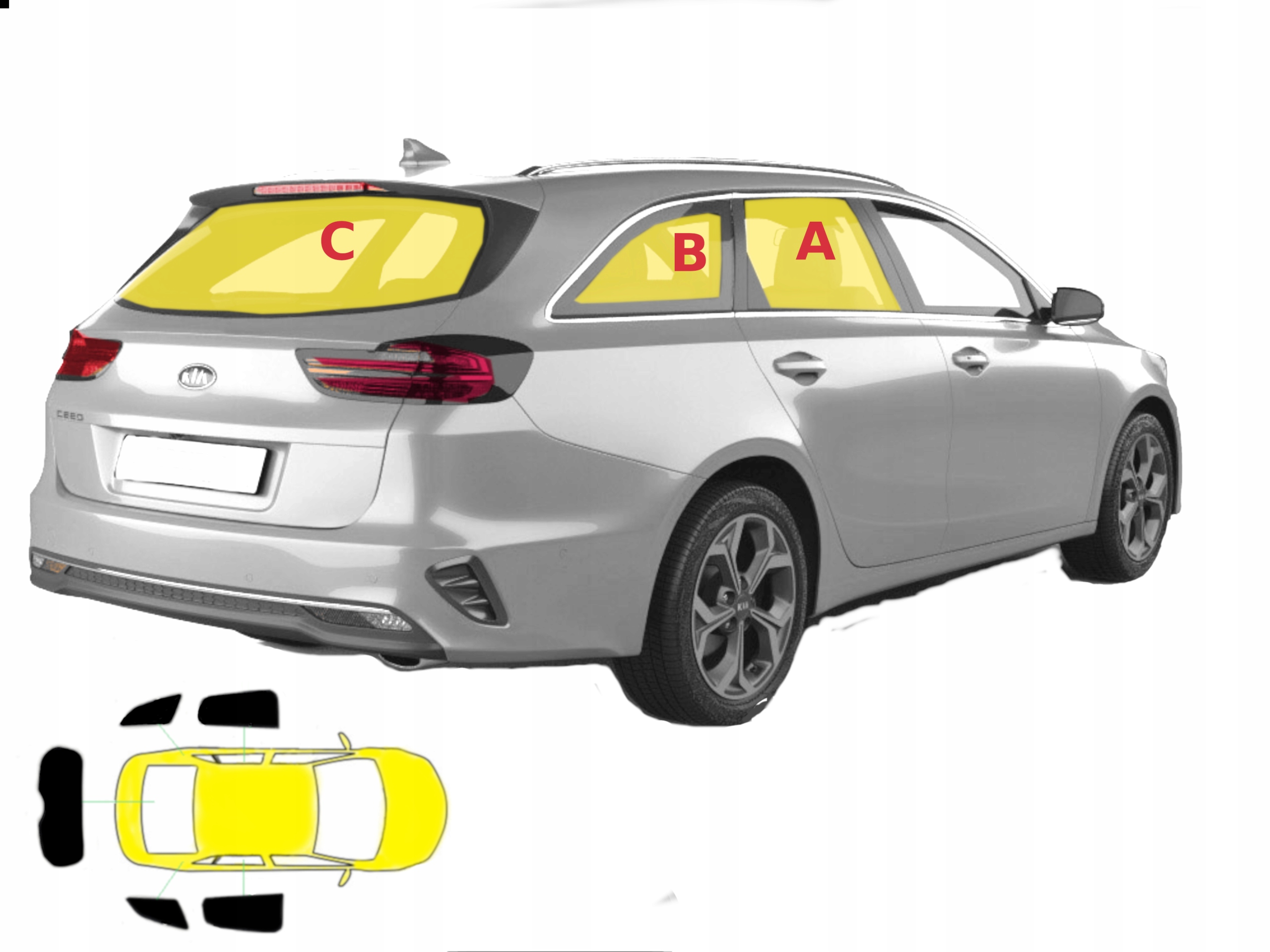 

Zasłonki przeciwsłoneczne Kia Ceed 3 kombi- 5 szt.