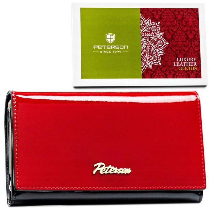 Módní dámská kožená peněženka v červeno-černé barvě Peterson