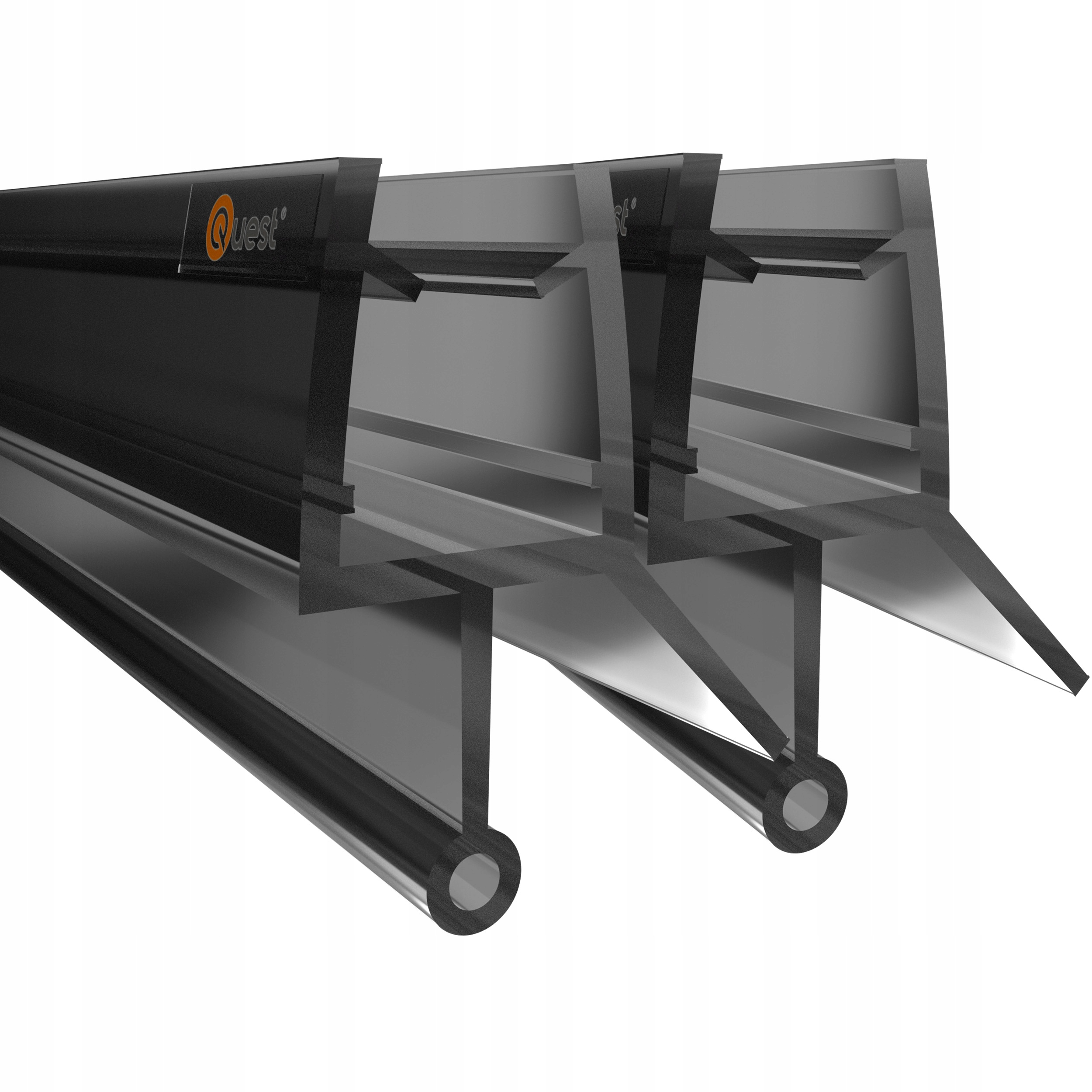 Spodná sprchová vložka 100 cm čierna, okrúhla, zaoblená, 2 kusy