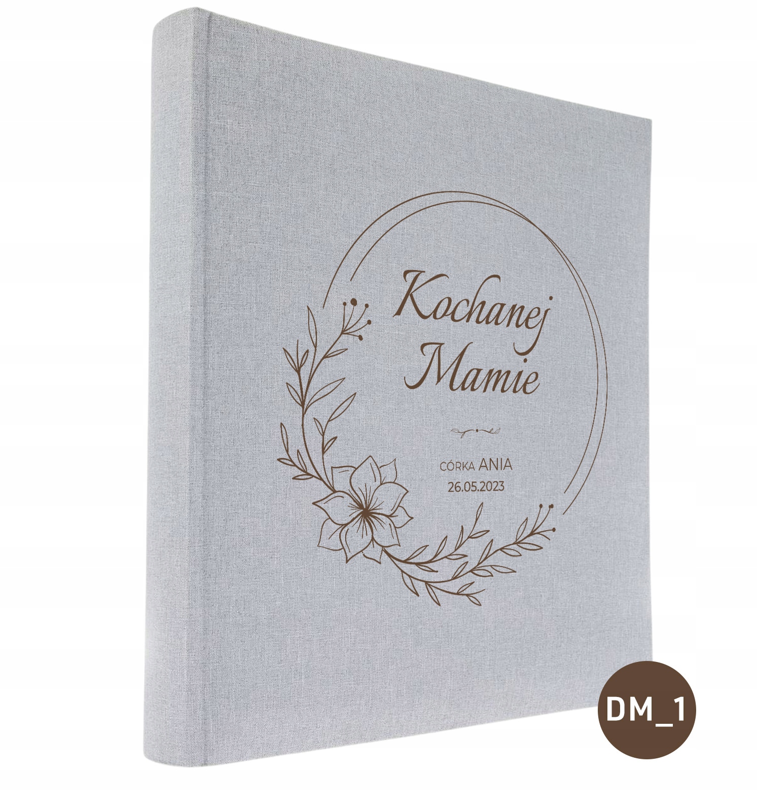 Tradiční album 60 černých stran Linen Ash šedé, personalizace pro maminku