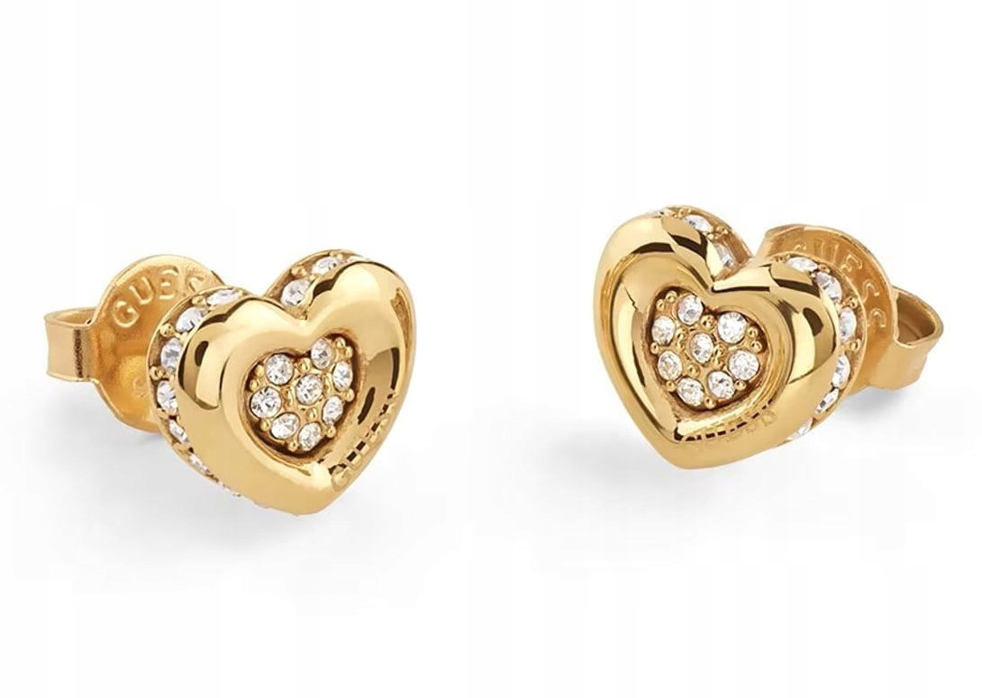 Ocelové Zlaté Náušnice Guess S Křišťály JUBE05466JWYGT/U