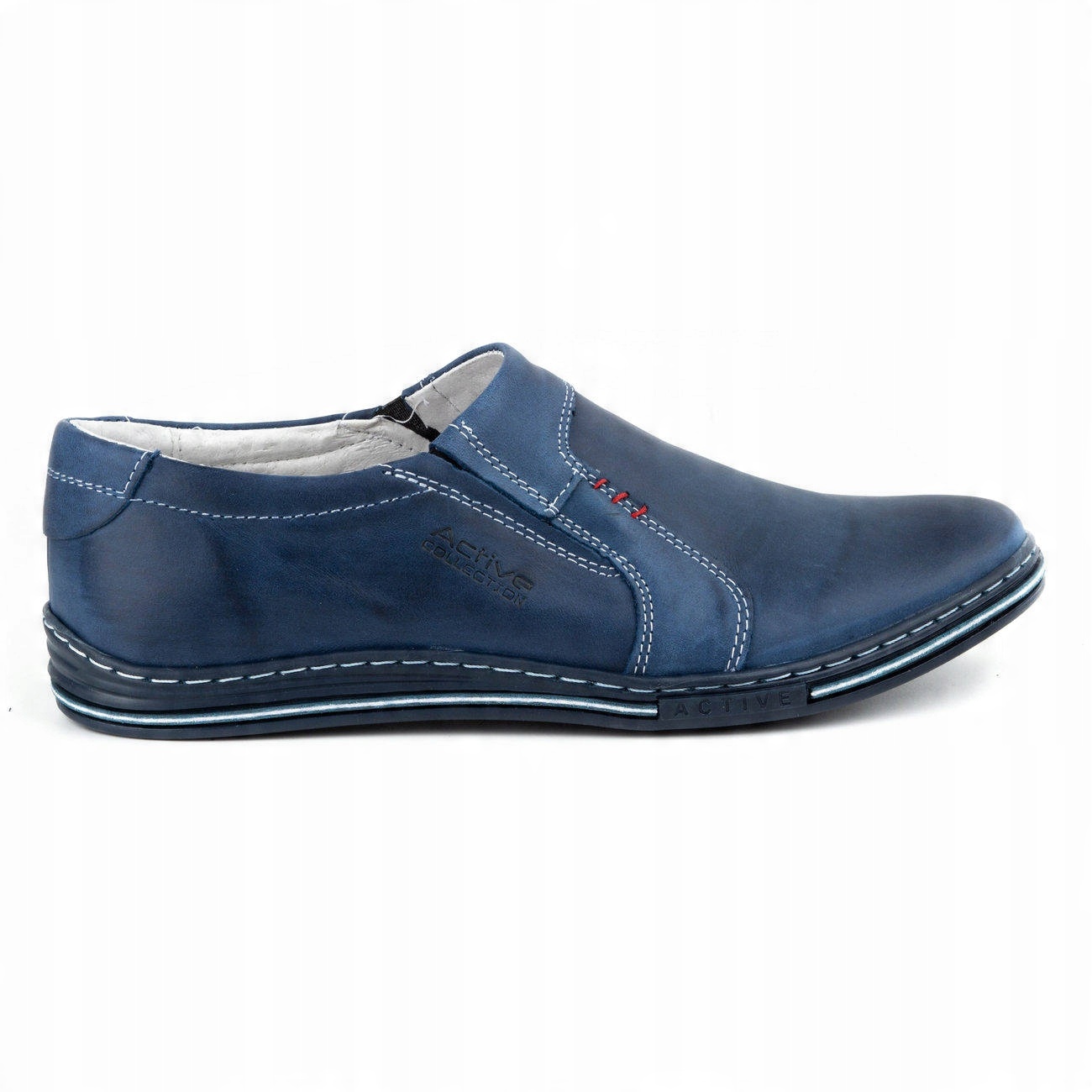 

Półbuty Męskie Skóra Slip On 334 Granat Modne 39