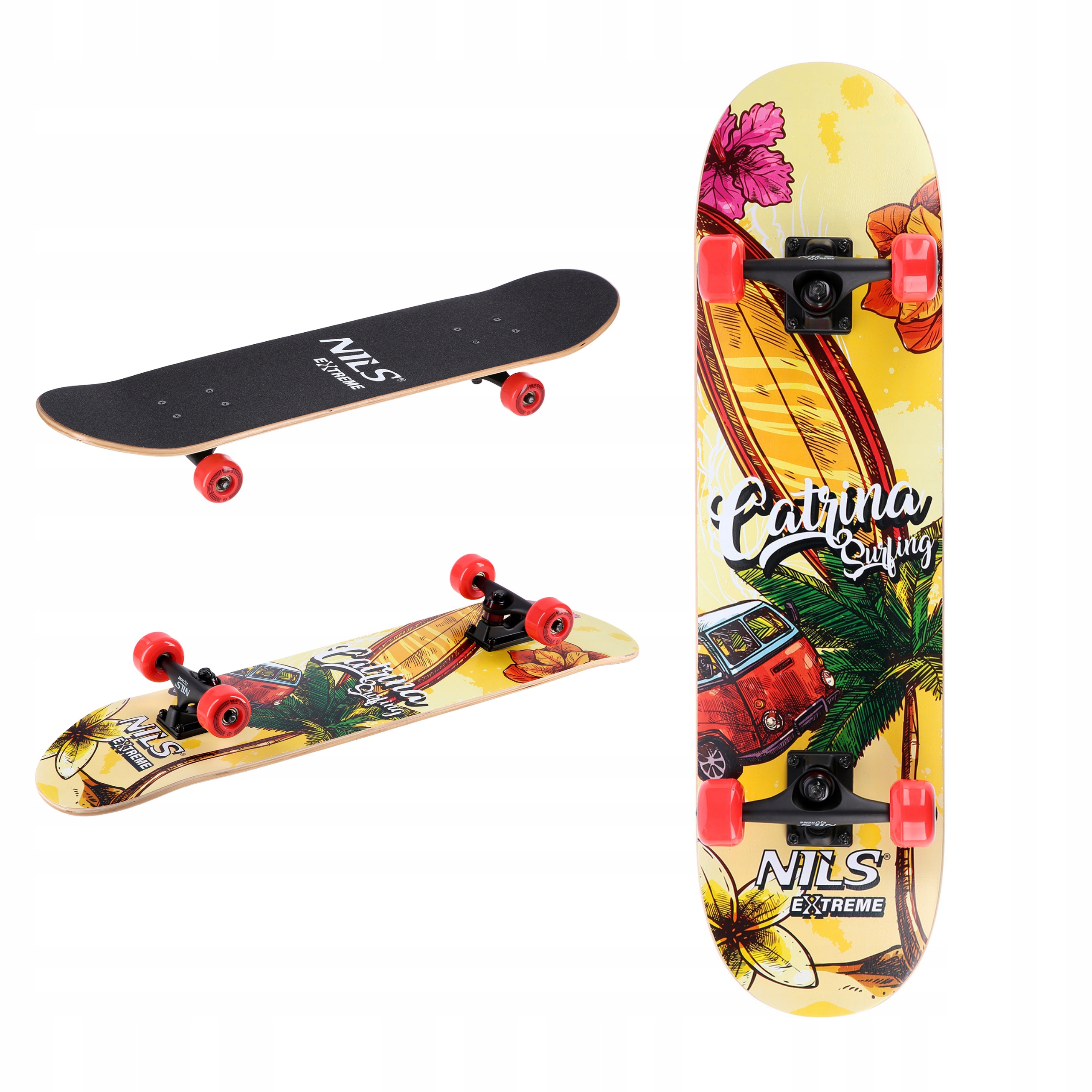 Deskorolka drewniana 9 warstw profilowana Abec 7 100kg Nils Extreme