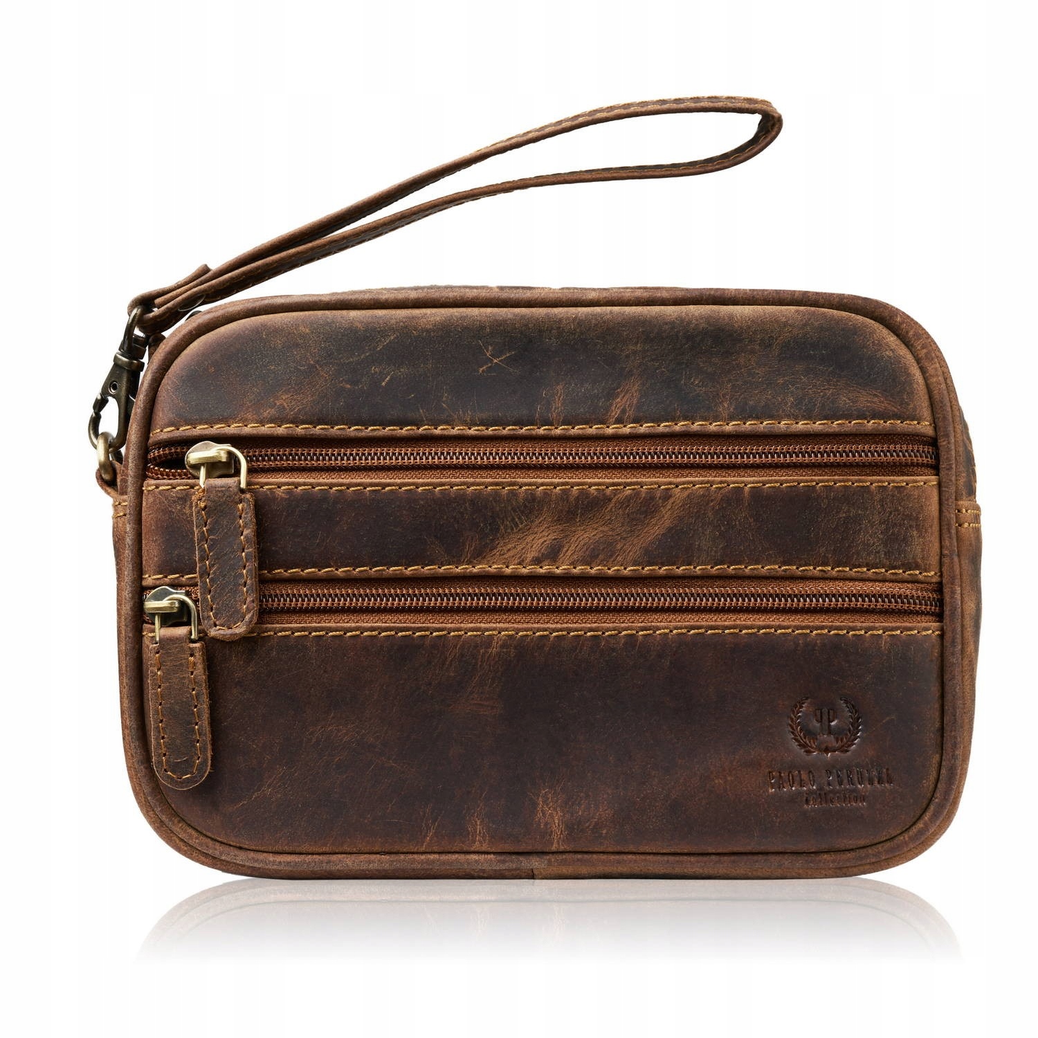 Pánská kožená taštička do ruky vintage hnědá Paolo Peruzzi