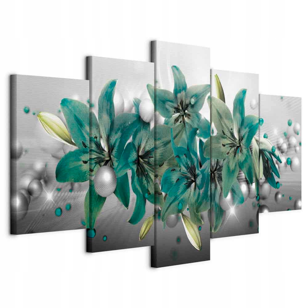 Obraz Triptych 5 Dílů 3D Květiny Lilie Moderní Do Obývacího Pokoje Velký 200x100