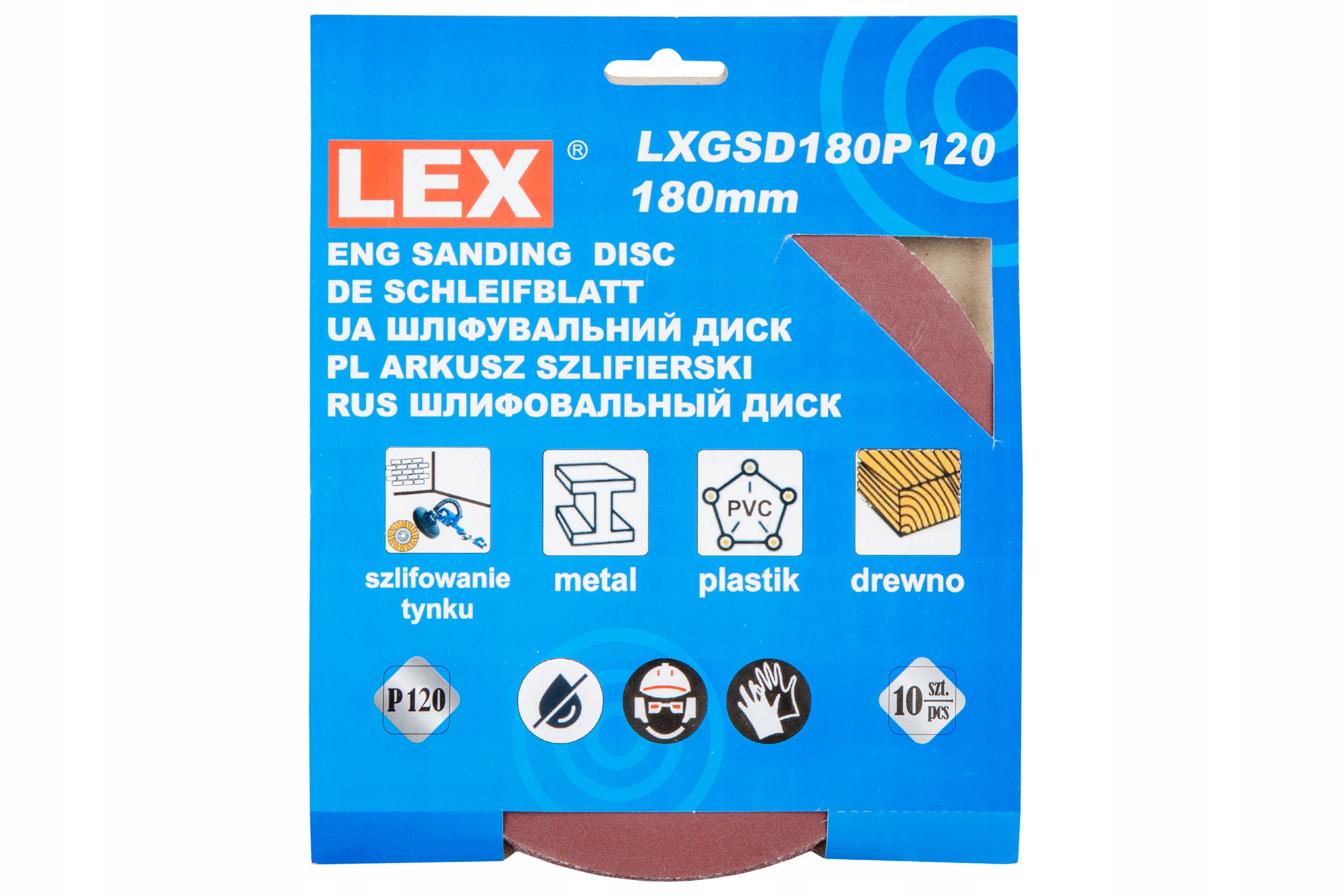 KRĄŻEK SZLIFIERSKI PAPIER ŚCIERNY 180MM P120 10SZT Marka Lex