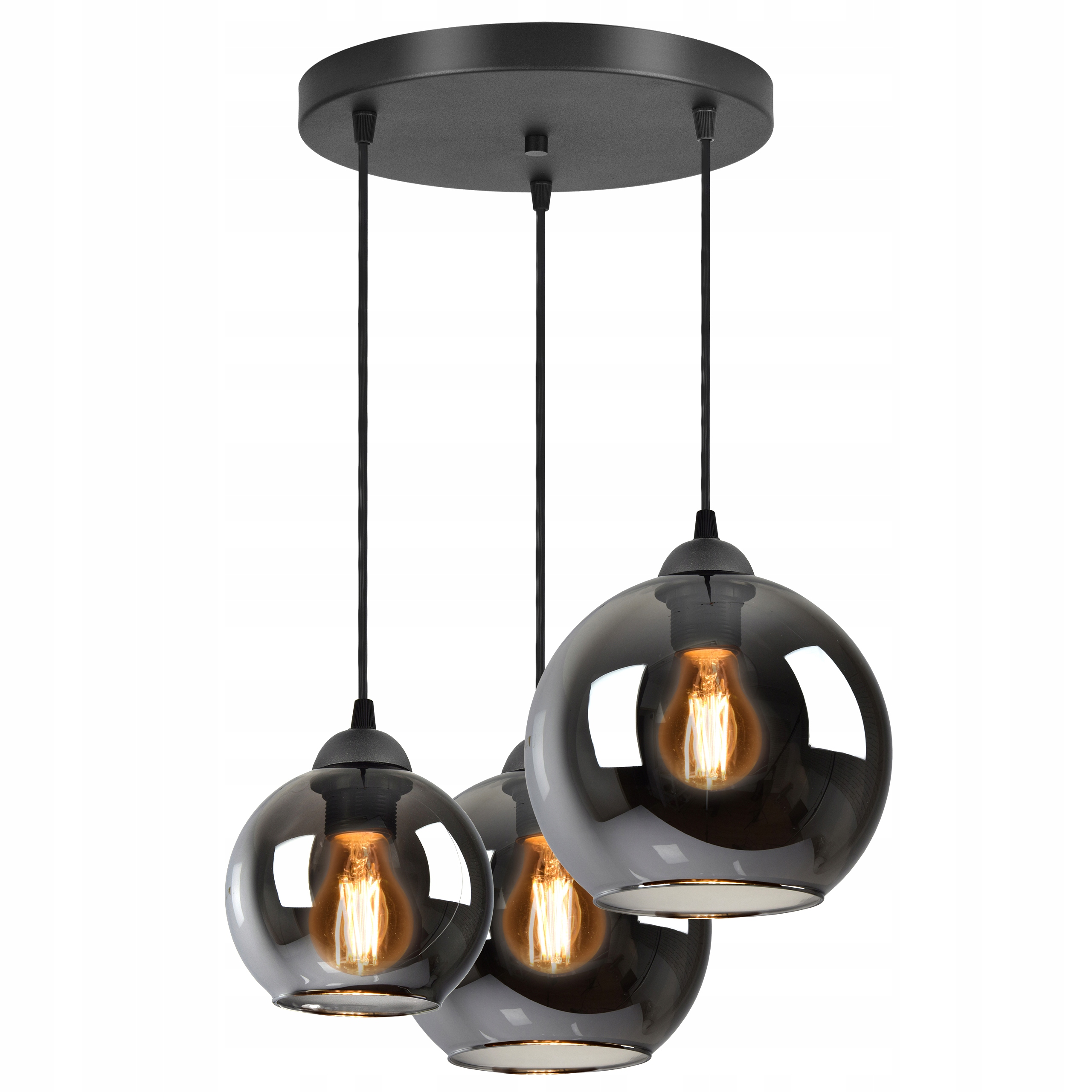 

Lampa Żyrandol Trzy różne szklane Kule Aluminium