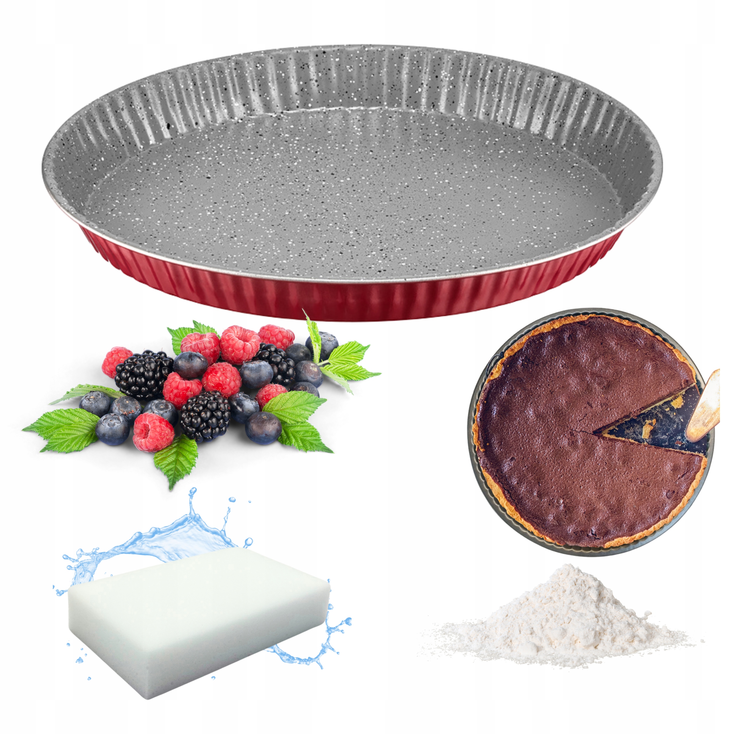 FORMA DO TARTY BLACHA NA TARTE DO PIECZENIA 30 CM NIEPRZYWIERAJĄCA + GRATIS