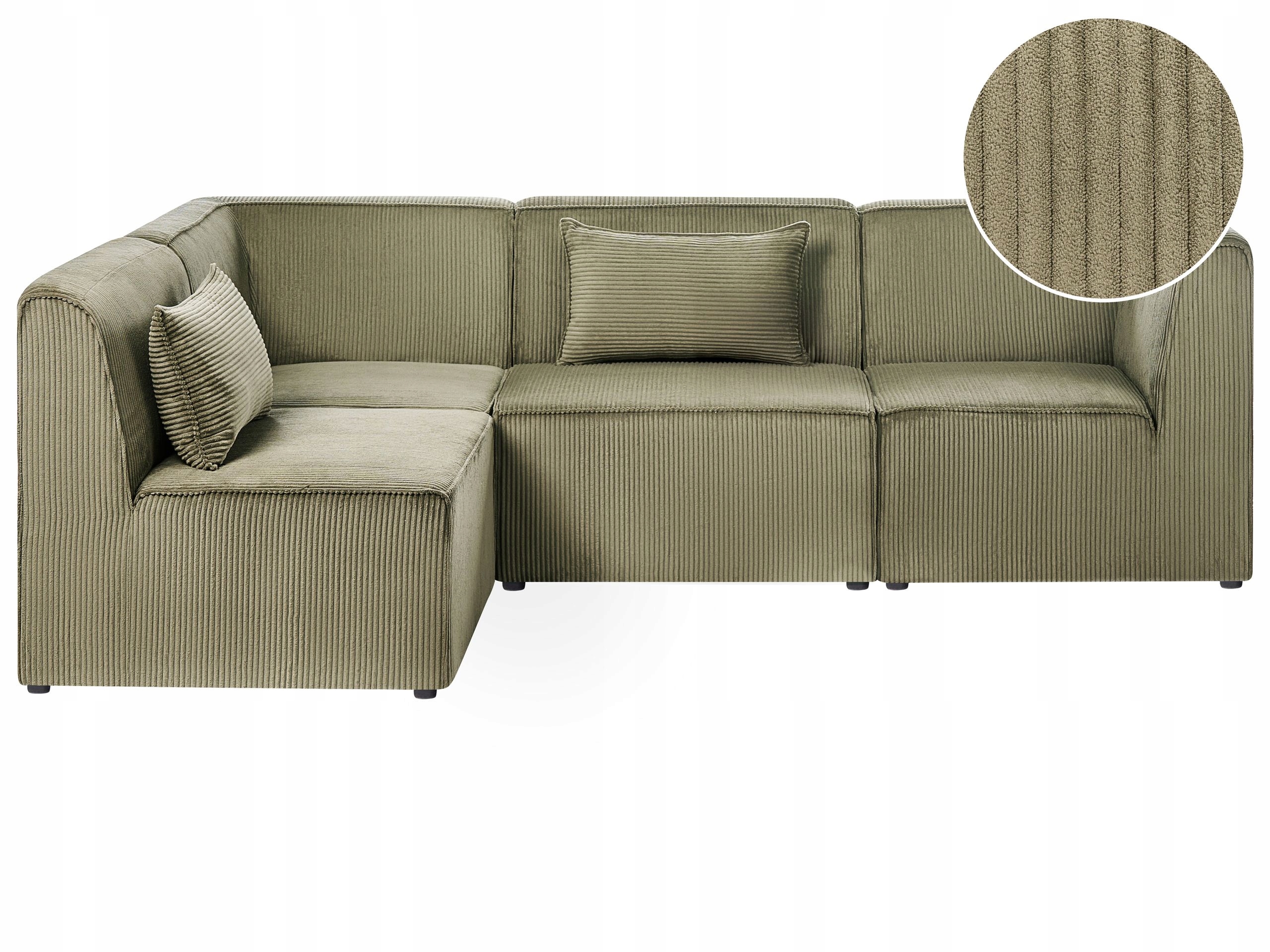 Narożna sofa modułowa w kolorze zielonym sztruks