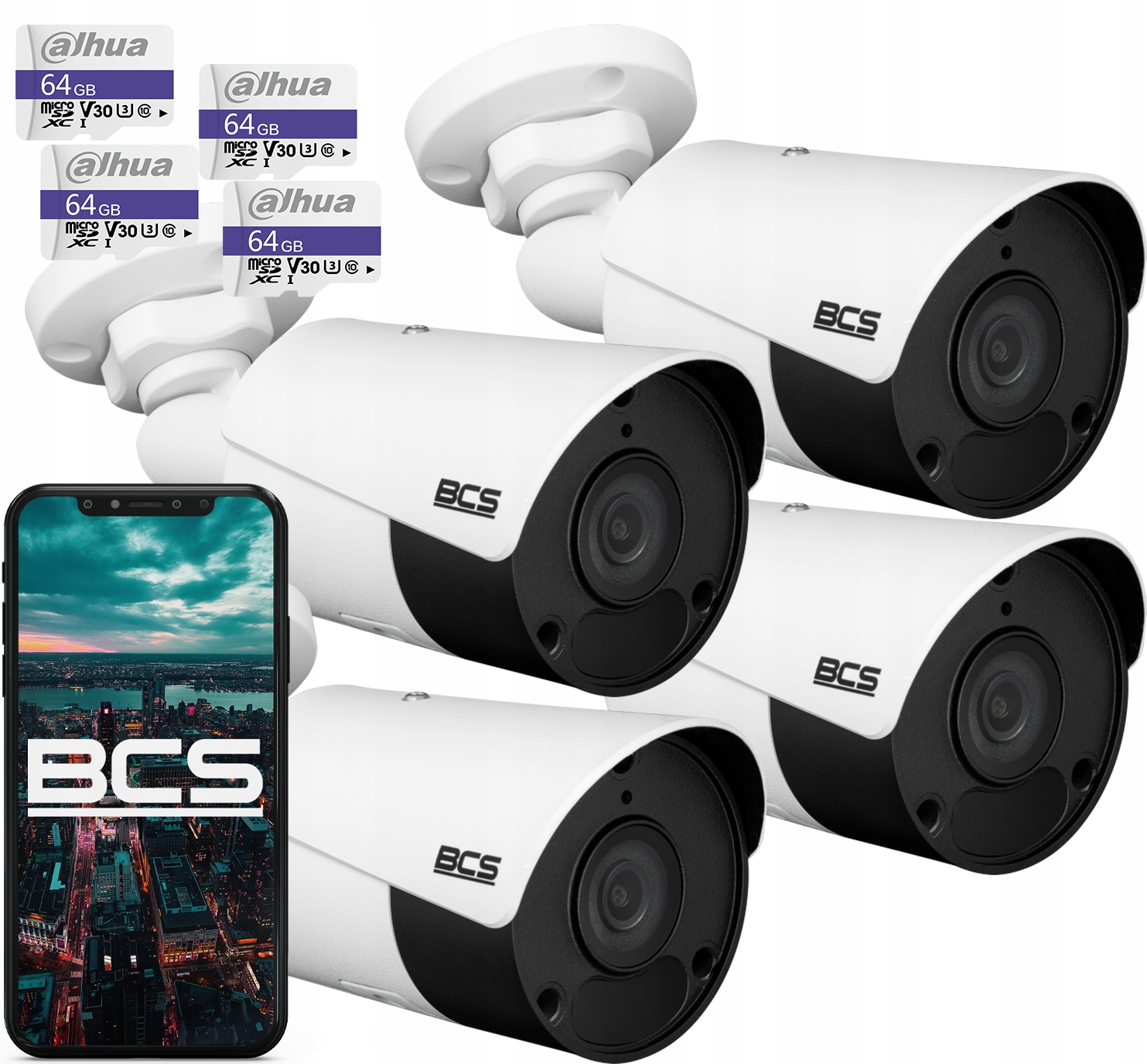 4x 5MPx Ip kamera Bcs Point BCS-P-TIP15FSR5 IR50m Vonkajšia 4x 64GB