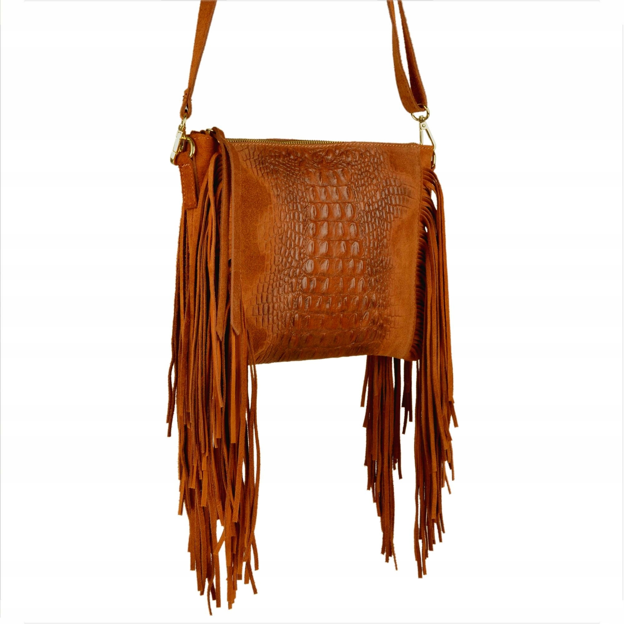 

Borse in Pelle włoska listonoszka frędzle skóra