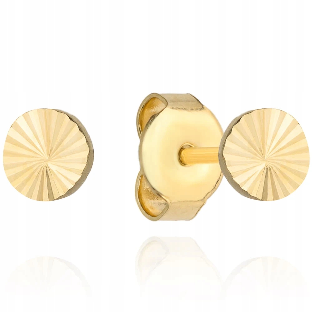 Náušnice Zlaté Kolečka Plné Bez Kamenů 585 Diamantové Na Tyči