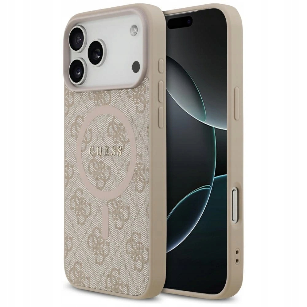 Pouzdro Guess 4G Ring Classic Logo MagSafe pro Apple iPhone 17 Pro Max, růžové