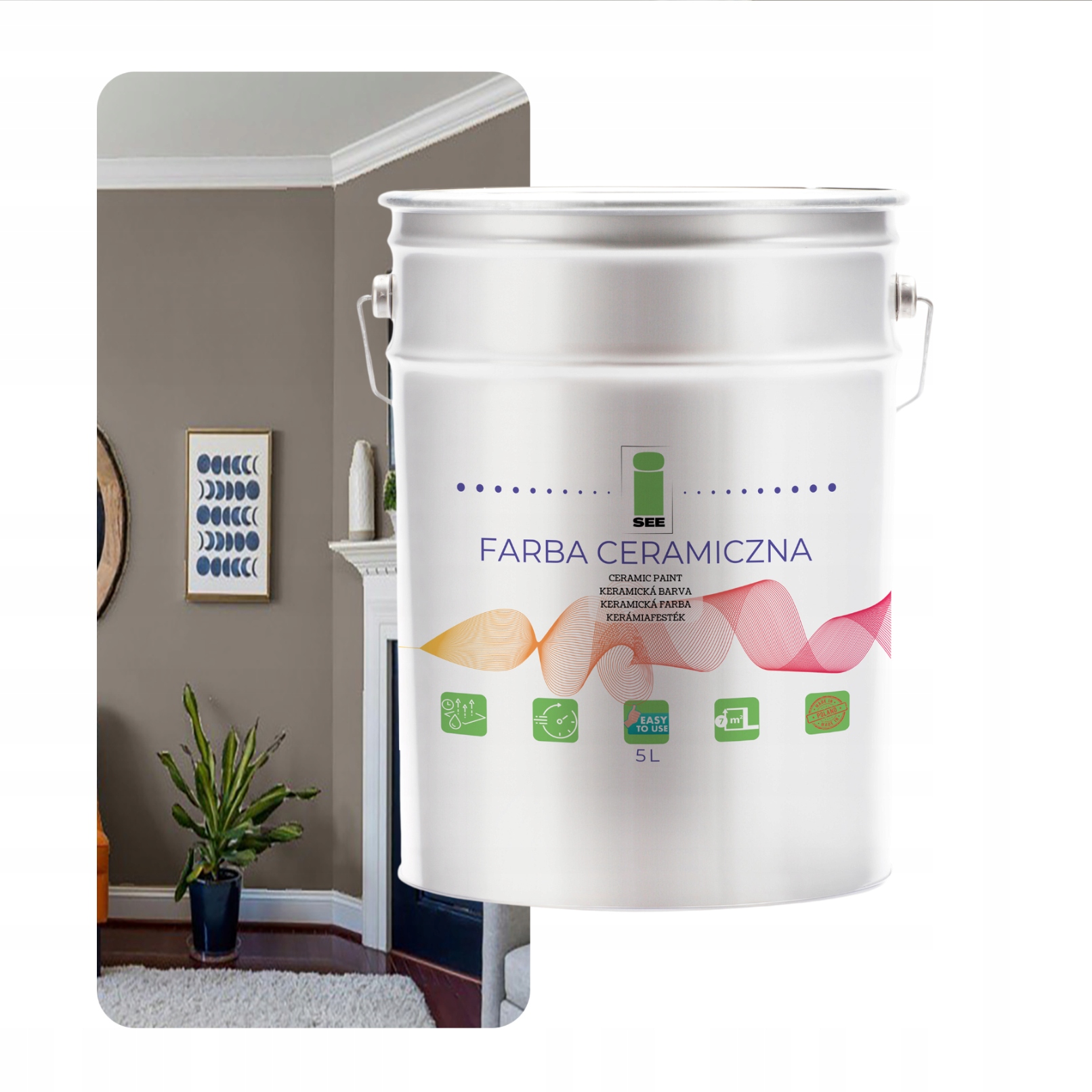 Keramická Farba Na Steny Umývateľná, Šedá, Teplá, 5 L, Odolná Voči Škvrnám