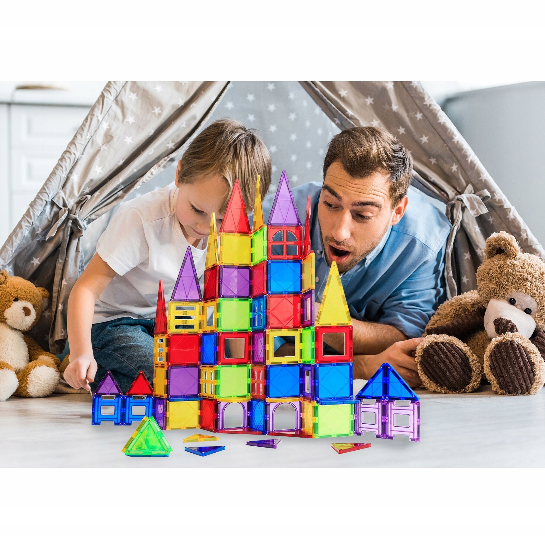 ZESTAW DUŻE KLOCKI MAGNETYCZNE KONSTRUKCYJNE 3D PANELE MAGNETIC TILES 45 Kod producenta sfwefe4t