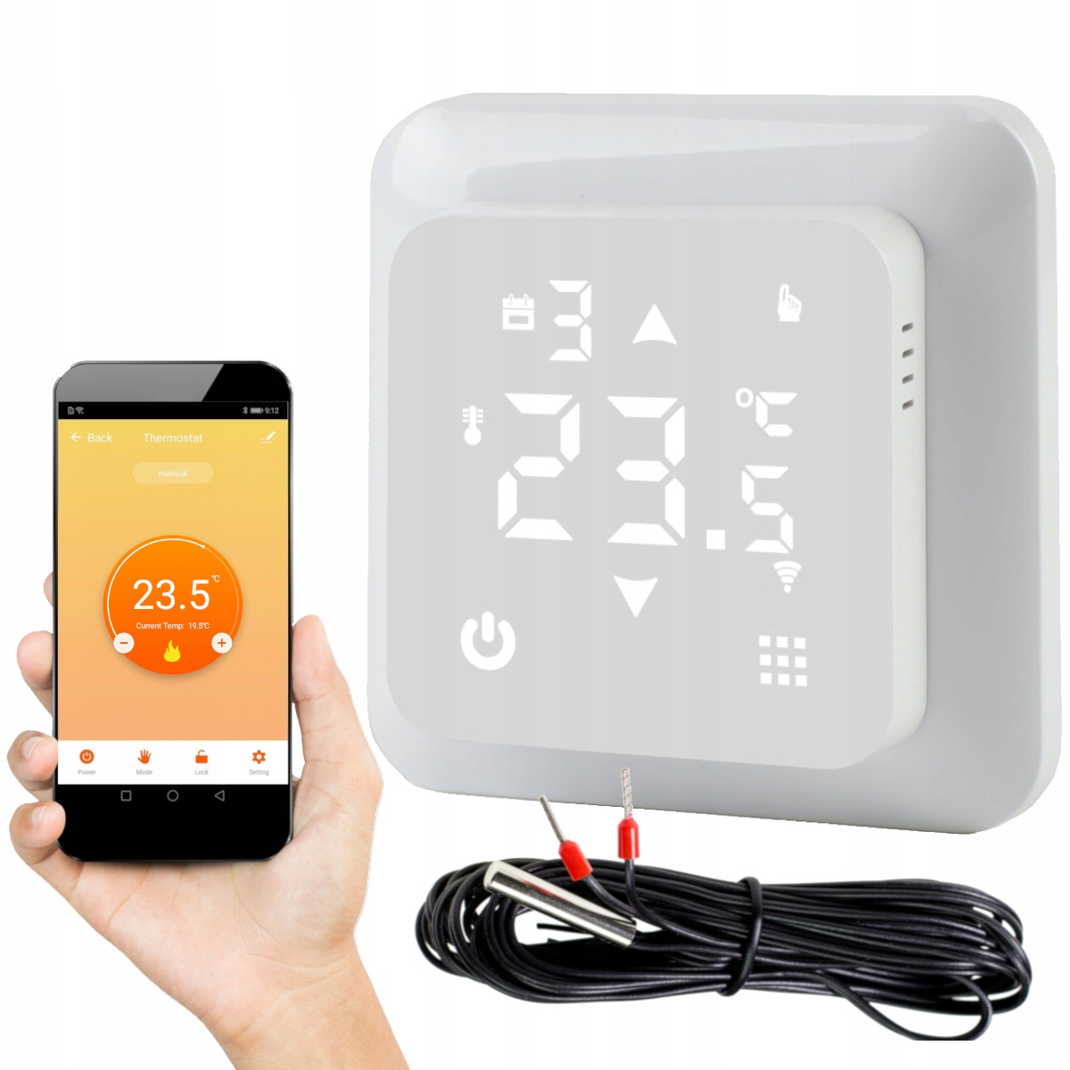 DOTYKOWY TERMOSTAT STEROWNIK 16A WIFI 24/7 CYFROWY