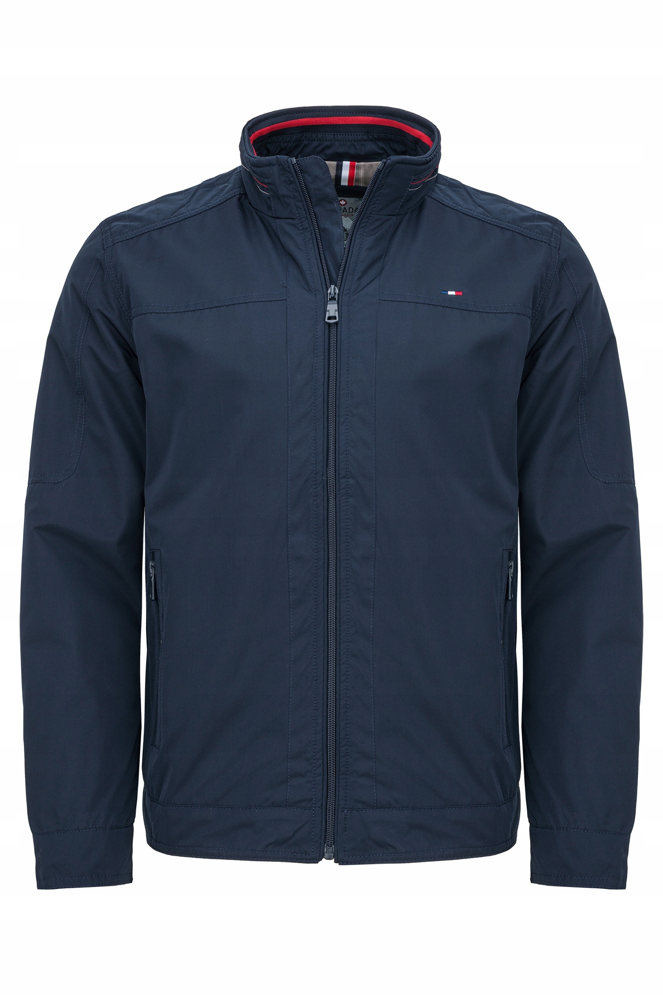 Pánská Bunda Modrá Přechodový Stojáček Kapsy Zateplená Větrovka: XL