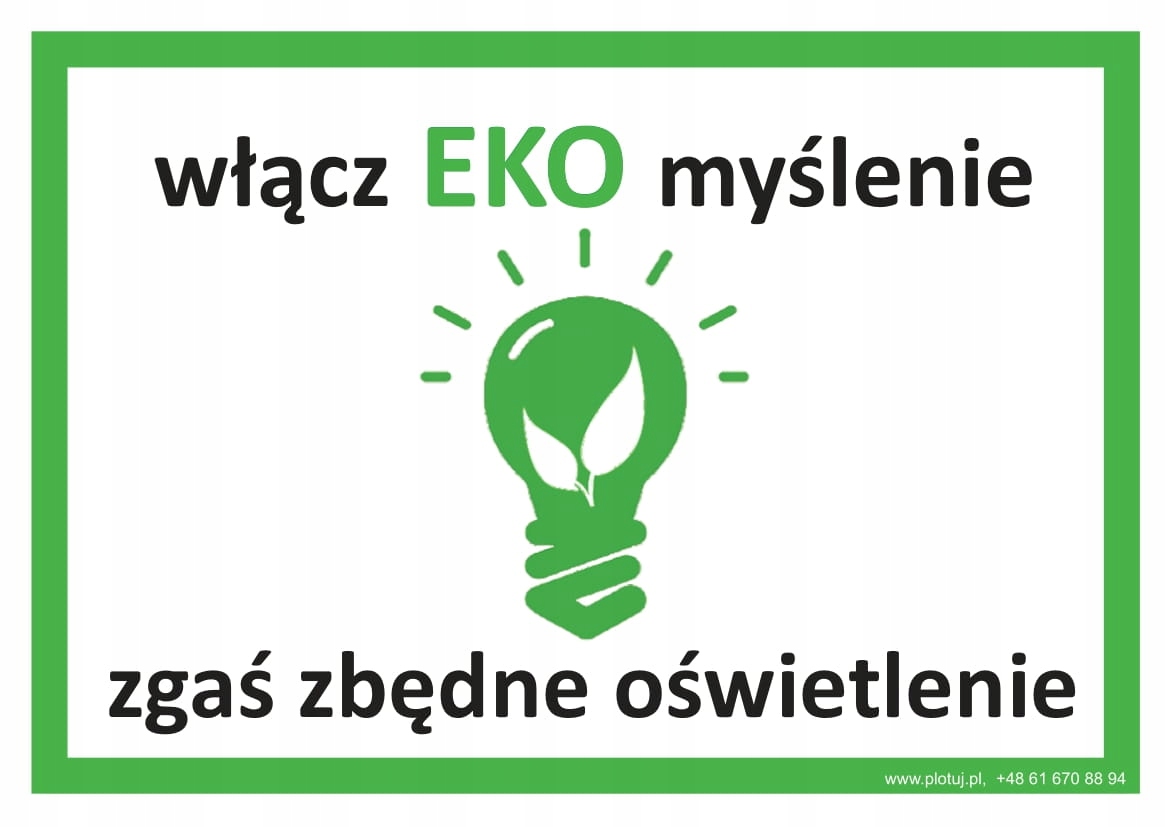 

Tabliczka Eko zgaś światło naklejka