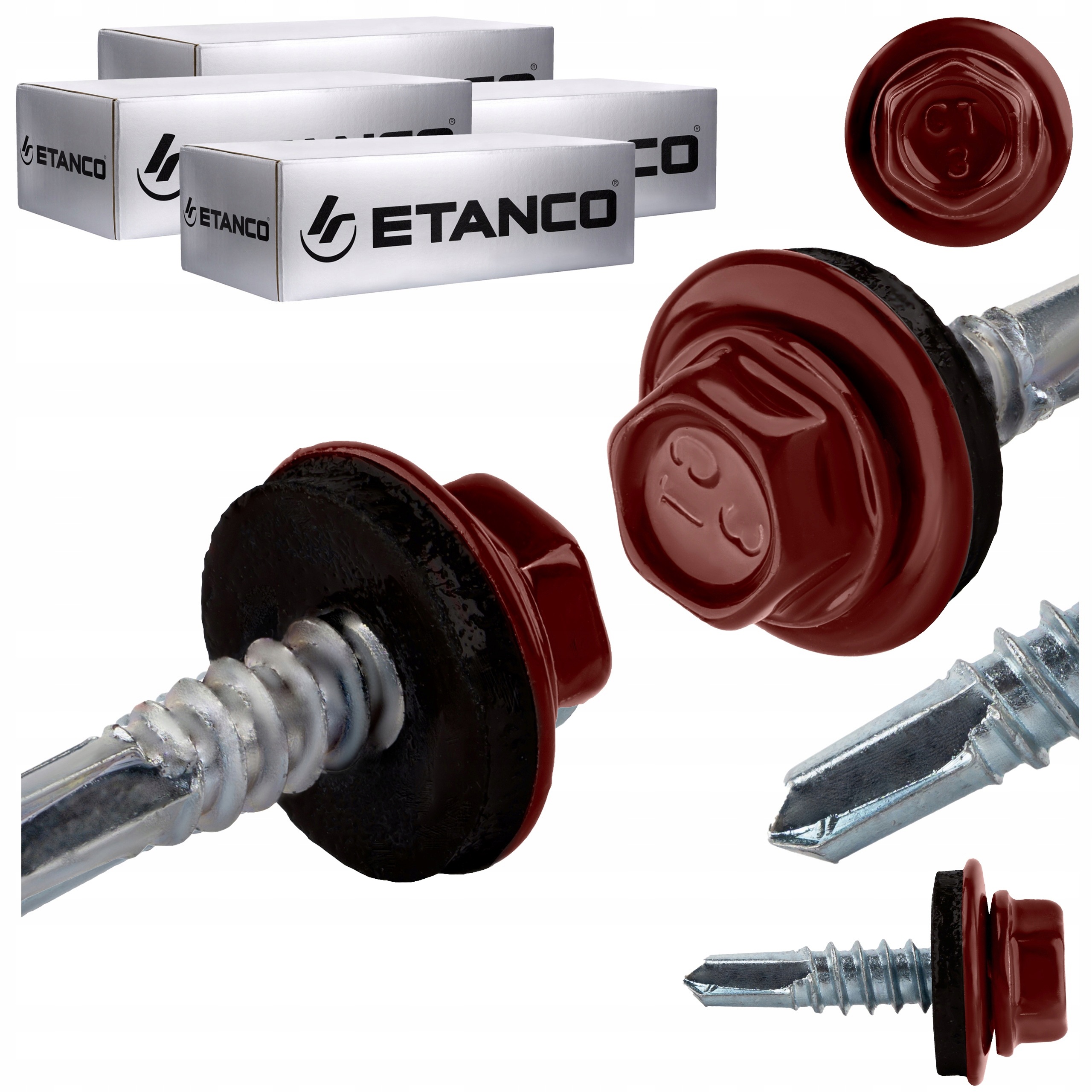 Samovrtné šrouby do kovu 3 mm 4,8 x 19 mm Ral 3009 1000 ks Etanco GT3 Z14