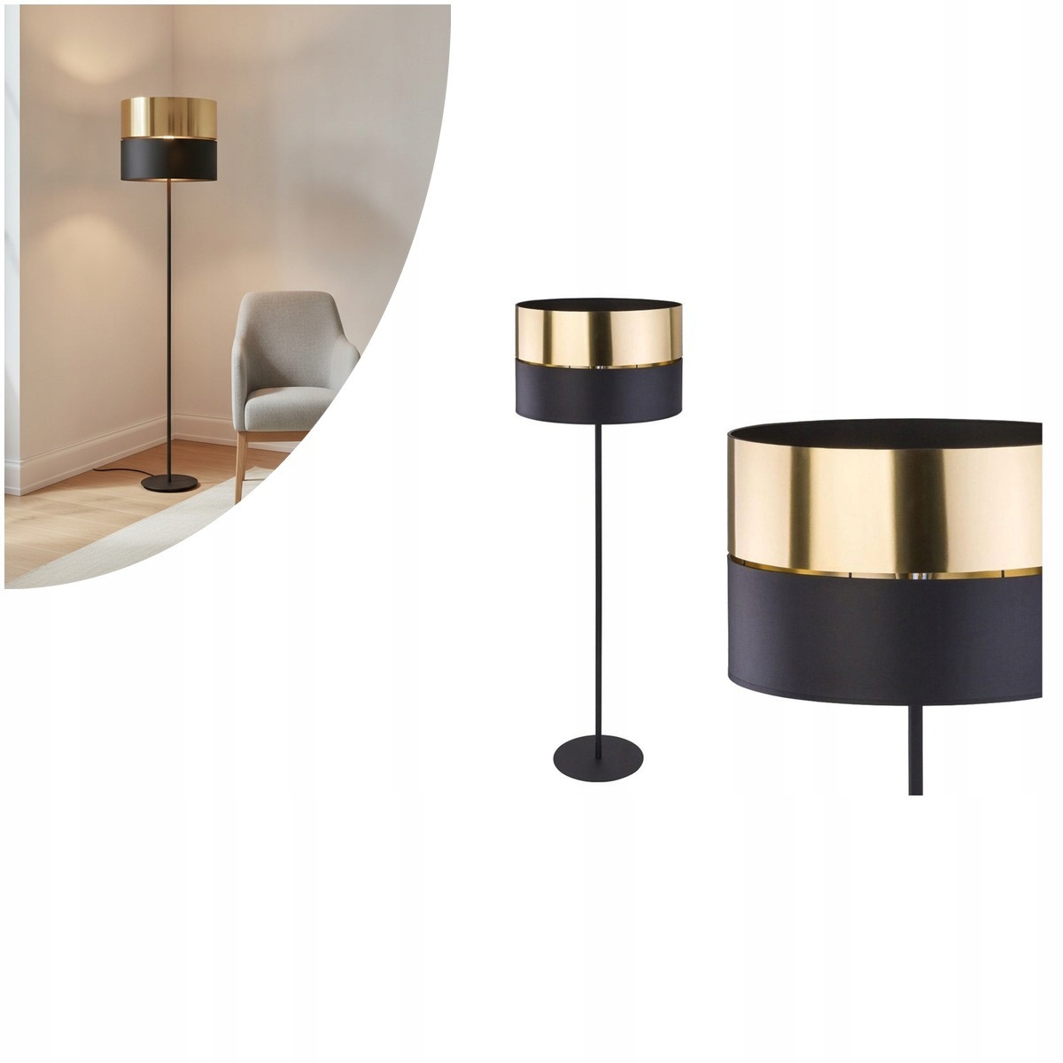 Podlahová lampa Hilton Black/gold 5465 Tk Lighting