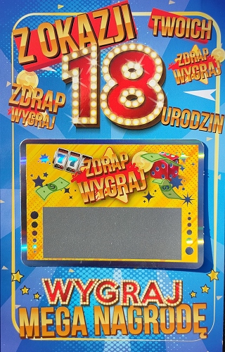 

na 18 urodziny, kartka Zdrapka JCX21
