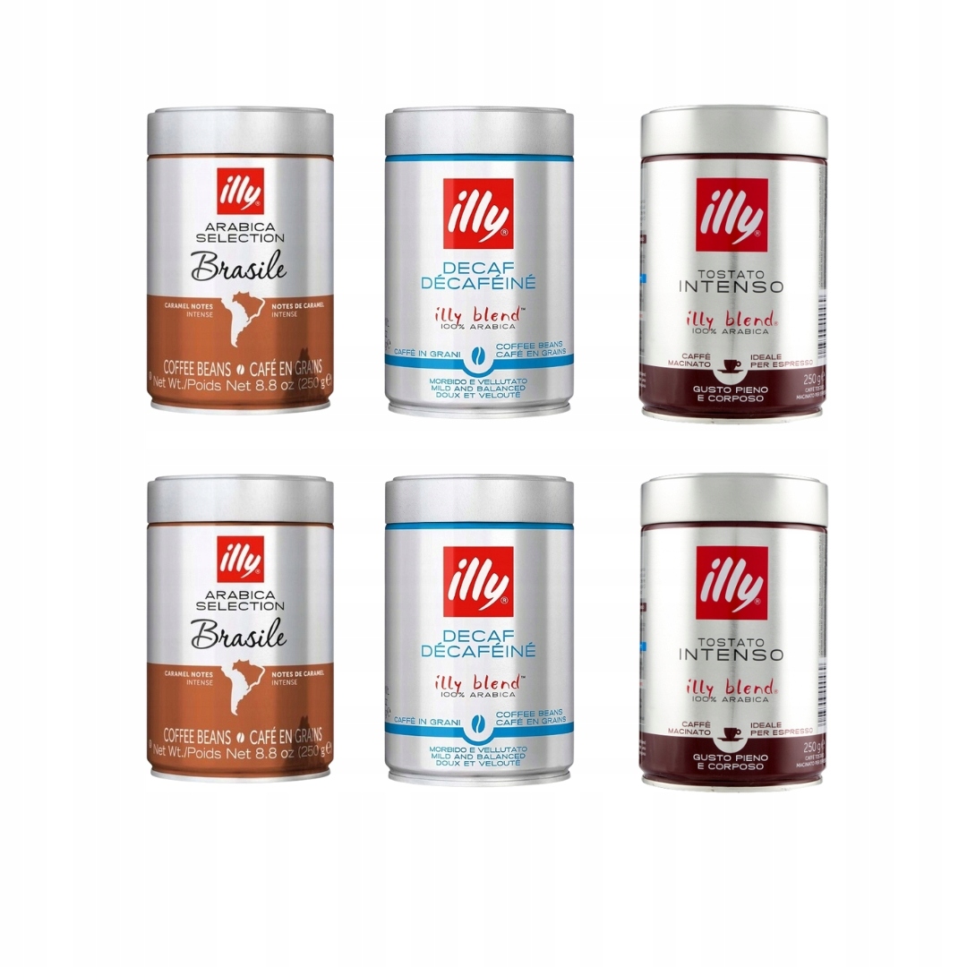 Levně Zrnková a mletá italská káva pražená na italský trh 6x250 g Illy