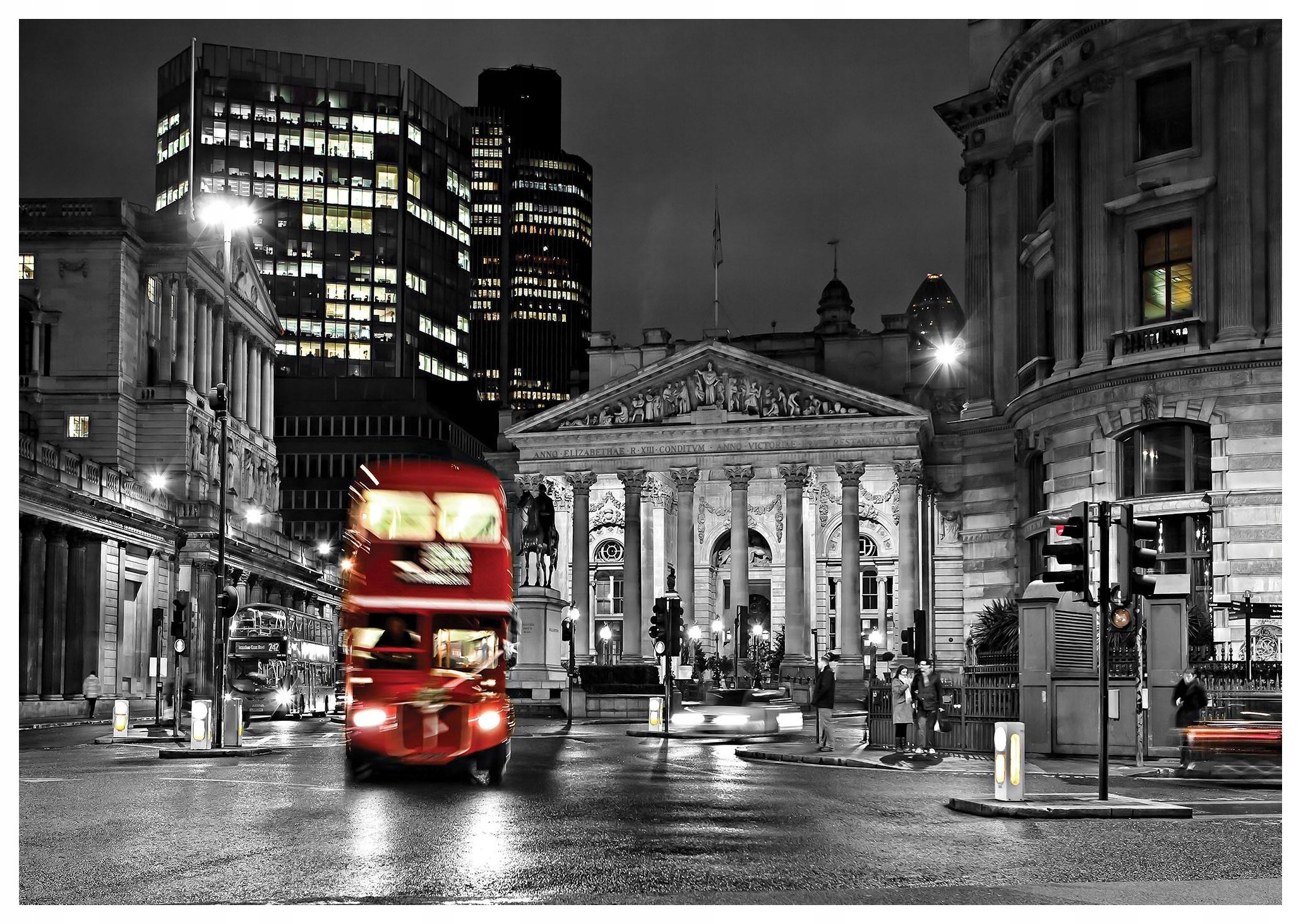 Vliesová fototapeta Londýn v noci Červený autobus 300x210 Anglie lepidlo