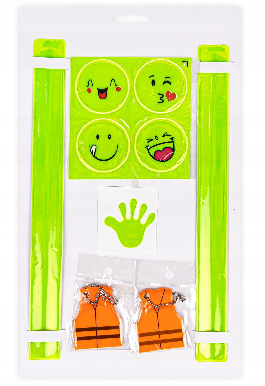 ZESTAW ELEMENTÓW ODBLASKOWYCH NAKLEJKI OPASKI 6el