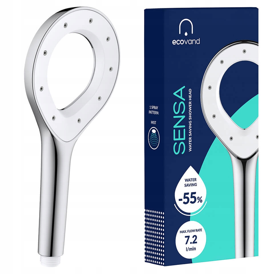SŁUCHAWKA PRYSZNICOWA z mgiełką ECOVAND SENSA OSZCZĘDNA -55% WODY 7.2 L/MIN
