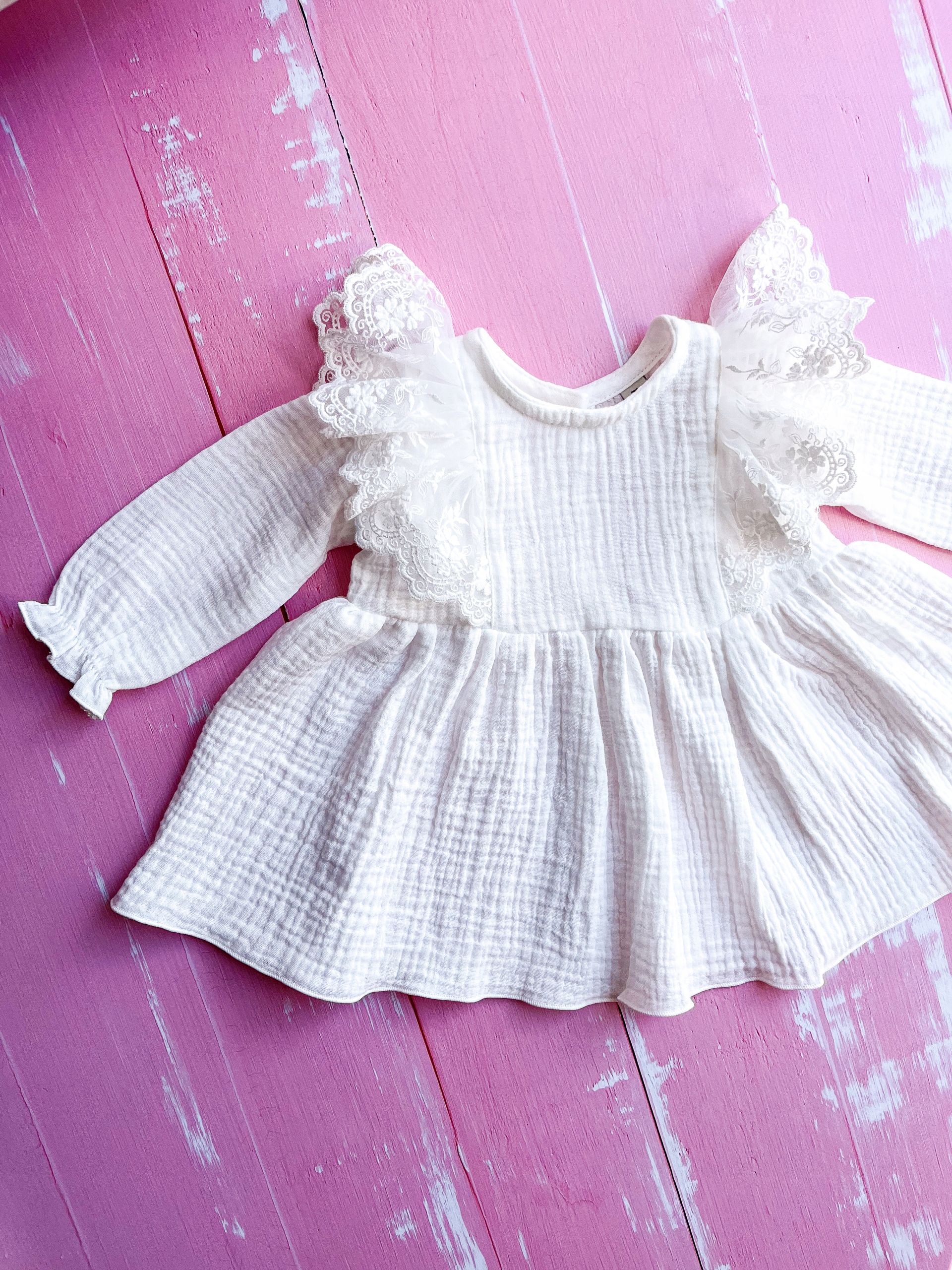 Sukienka do Chrztu Na Chrzest 74 muślin Handmade Marka Inna marka