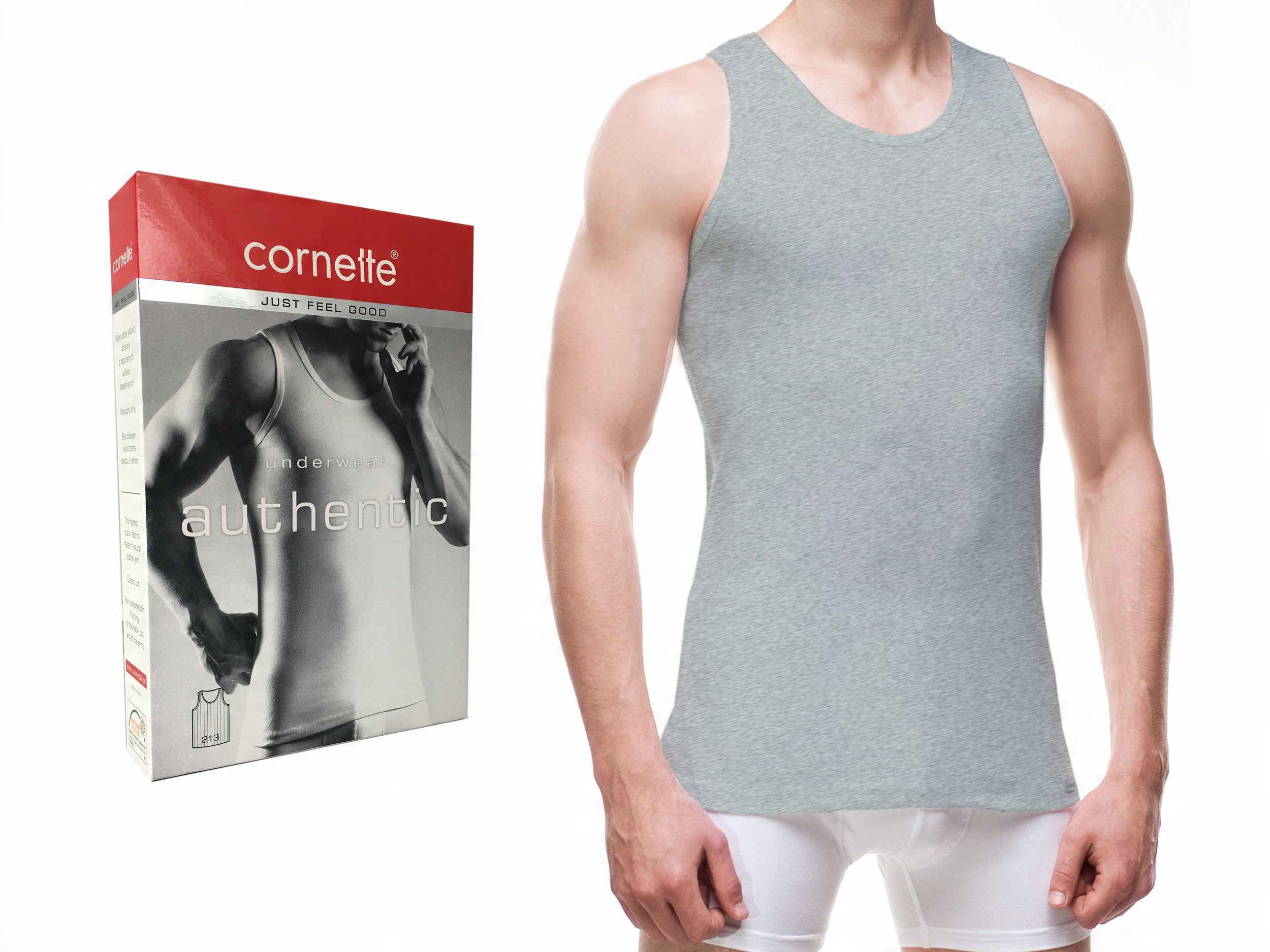 

Cornette authentic 213 koszulka szary melanż 3XL