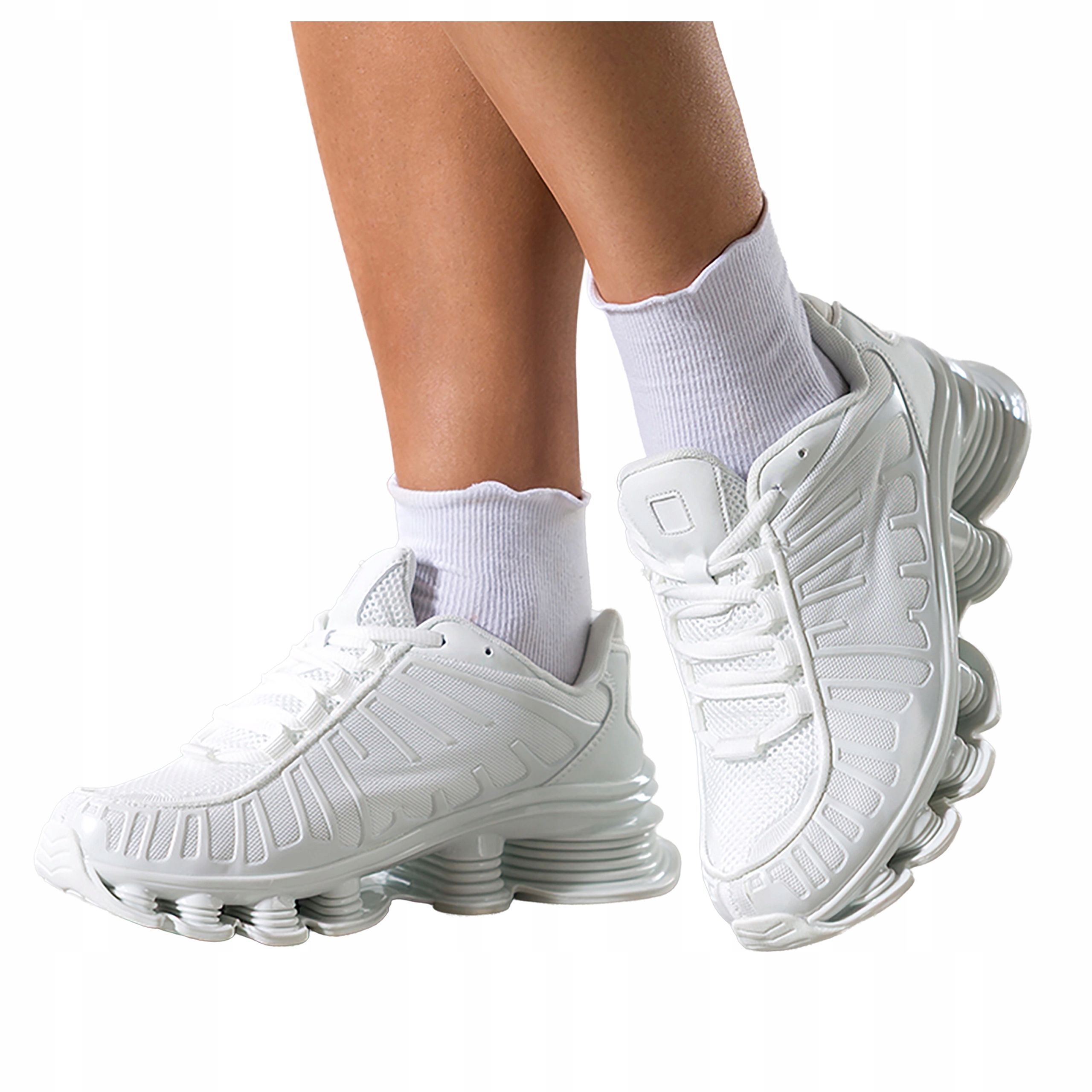 Sneakersy Bílé Dámské Sportovní Šněrovací Ozdobná platforma Pohodlné vel 37