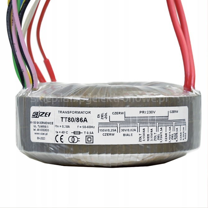 TT80/86/A Toroidní síťový transformátor Audio Sizei