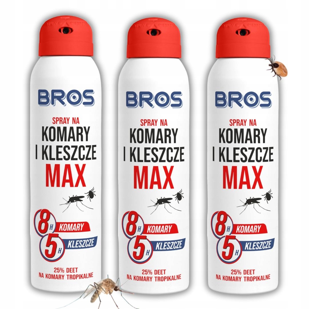 Spray repelent na komary i kleszcze Bros Max 3szt