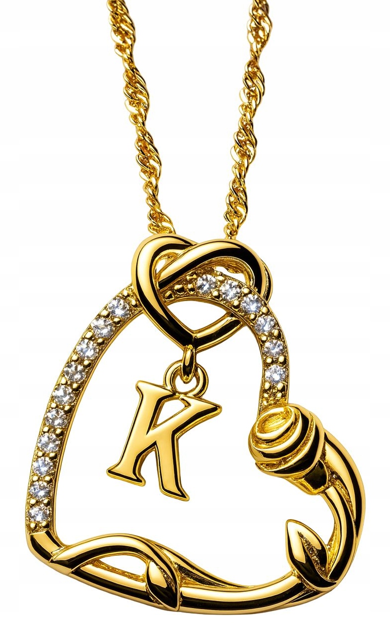 Náhrdelník 925 Srdce s písmenem pozlacený 585 Květ života Růže písmeno K