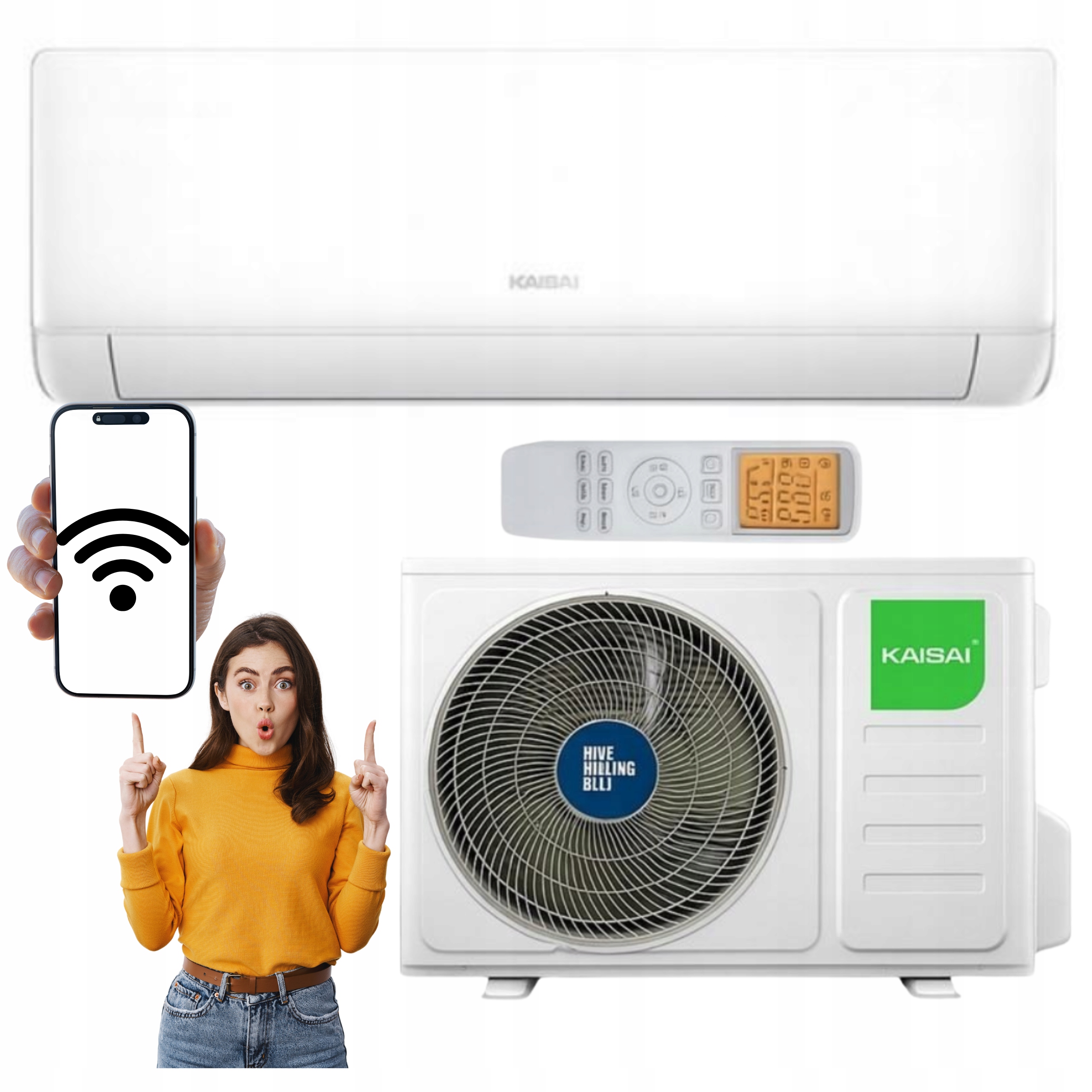 Nástenný klimatizátor Kaisai Evo 5,1 kW 50 m2 WiFi domáci, Výkonný s Vykurovacím Telefónom