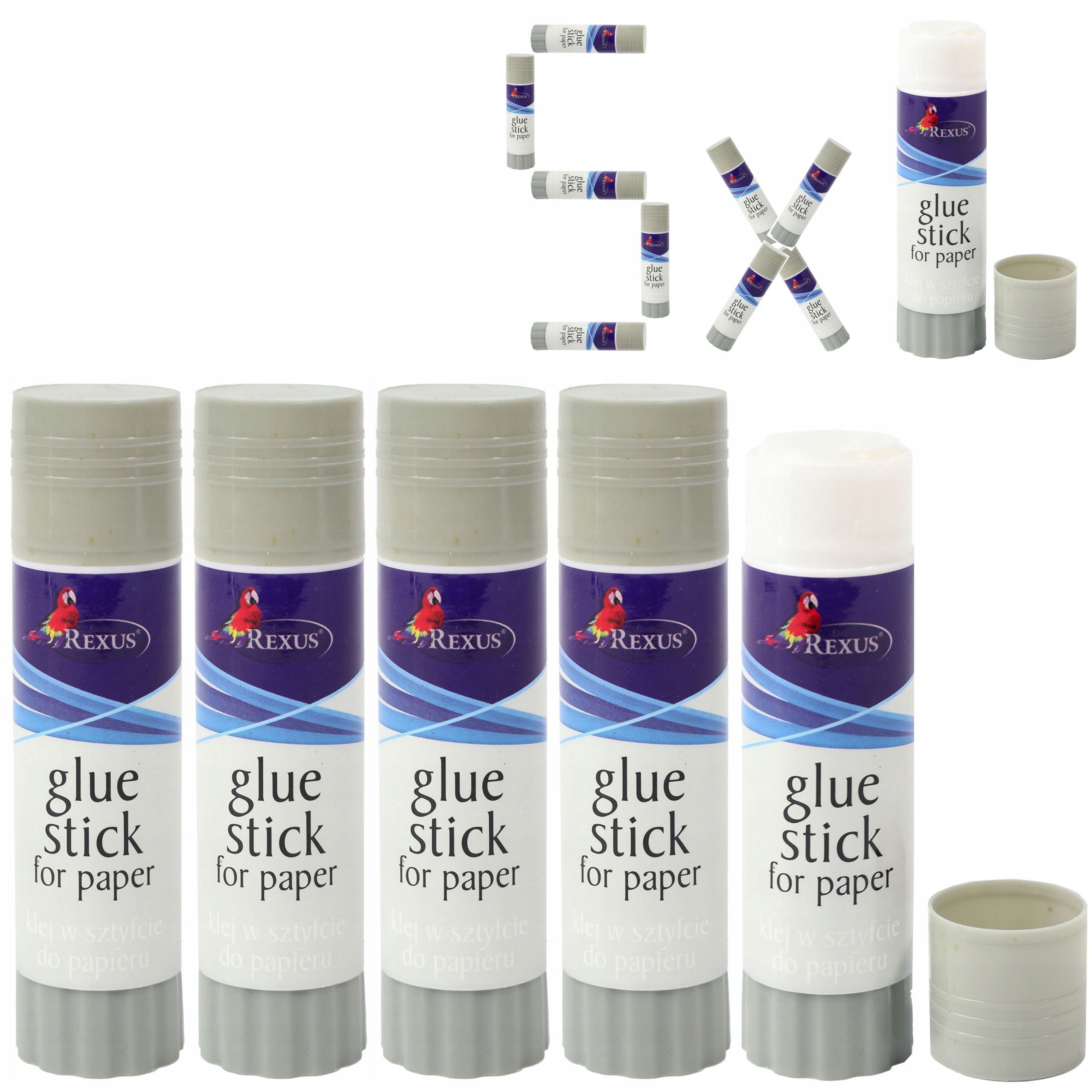 5x 15g BARDZO MOCNY KLEJ SZKOLNY BIUROWY W SZTYFCIE TRANSPARENTNY