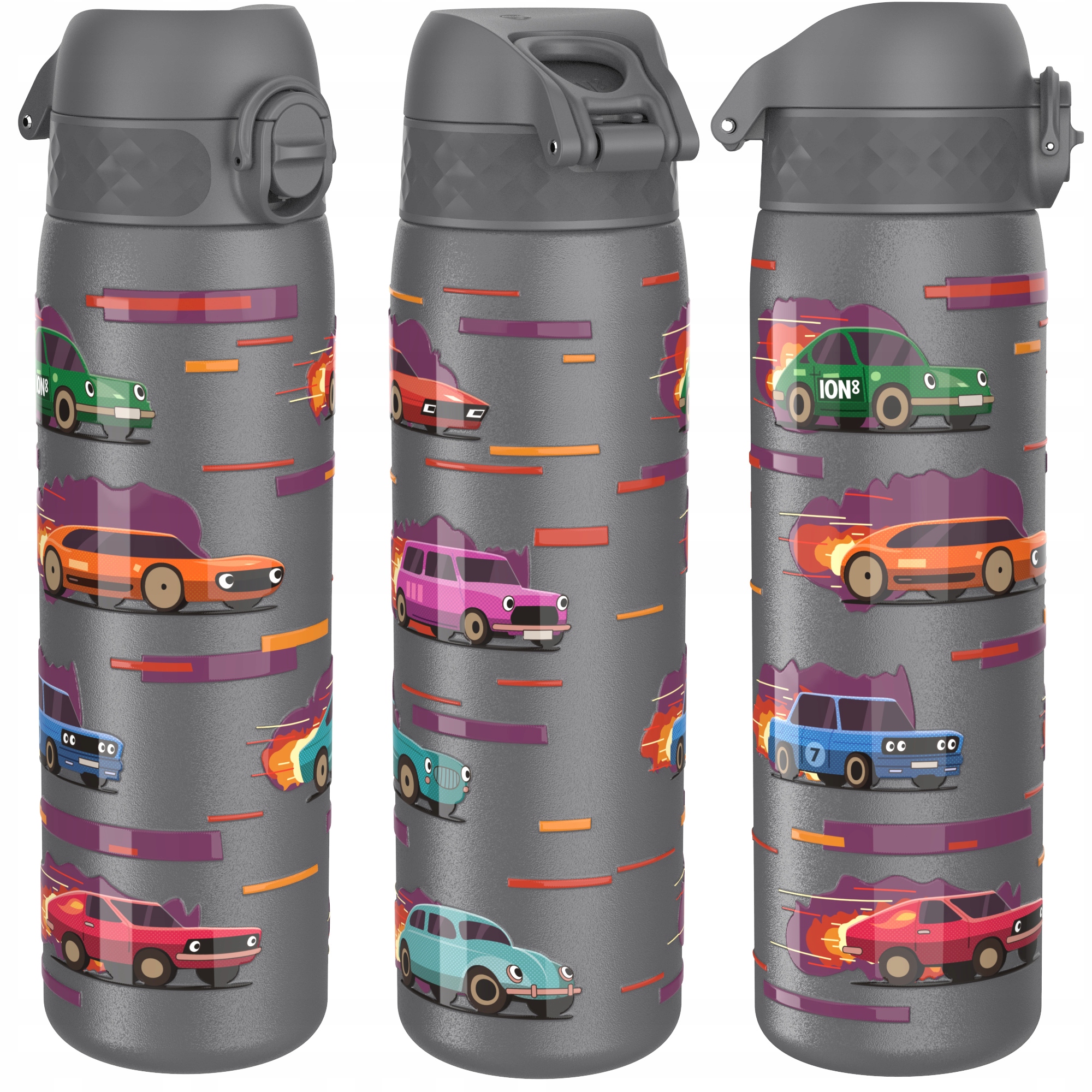 Stalowy Bidon Szkolny Chłopiec Samochody Auta Cars ION8 0,5 L 500 ml